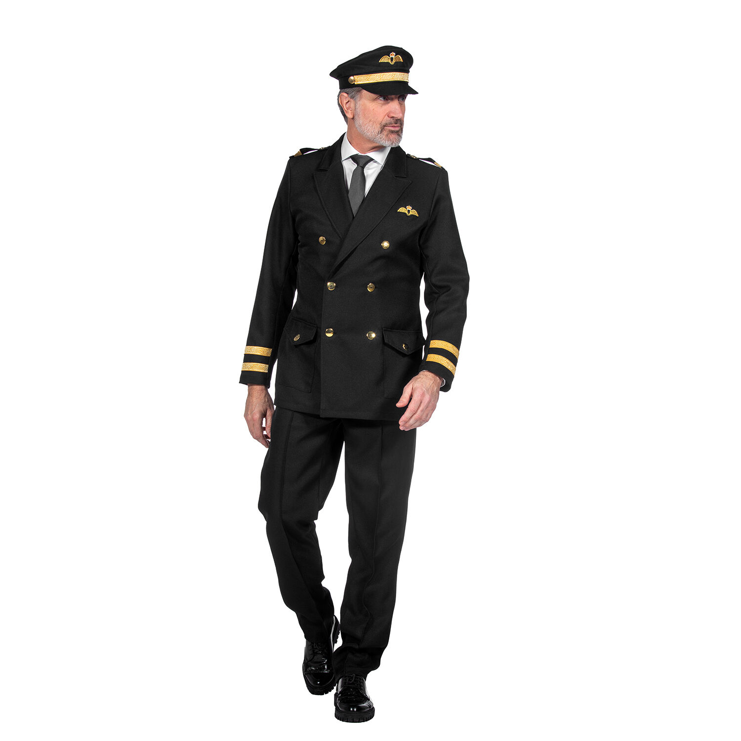 NEU Herren-Kostm Luxus-Pilot, mit Jacke und Hose, schwarz, Gr. S