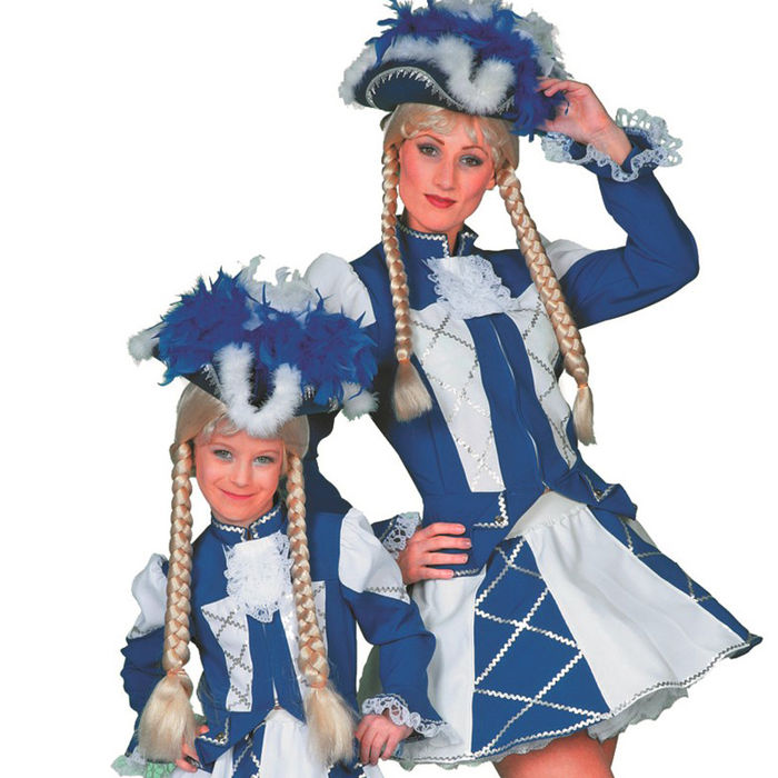 Kinder-Kostüm Tanzmariechen blau/weiß/silber Gr. 104