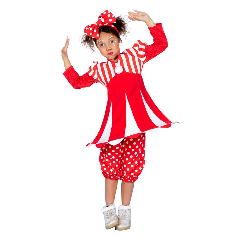 SALE Kinder-Kostüm Clown Reifrock rot-weiß, Gr. 164