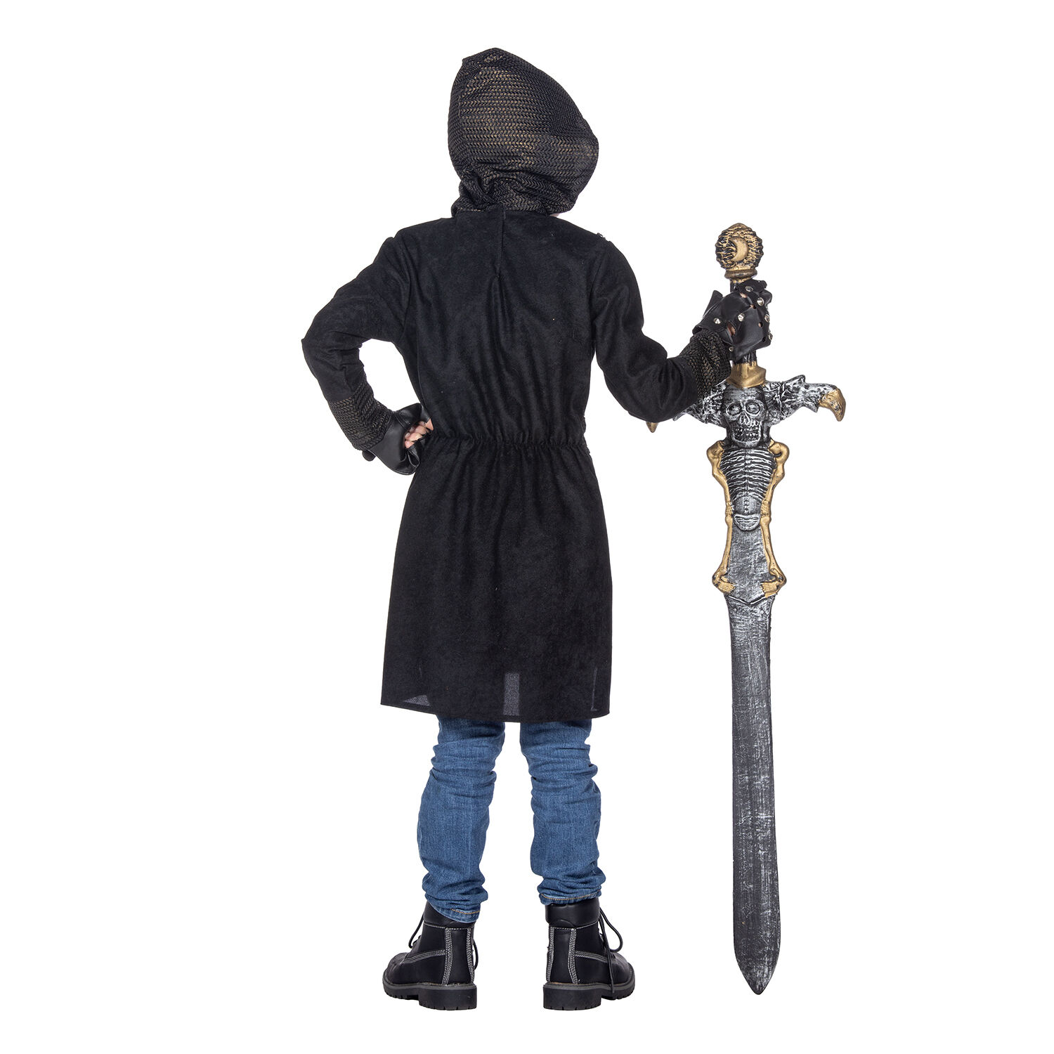NEU Kinder-Kostm Ritter mit Kapuze, schwarz-gold, Gr. 116 Bild 3