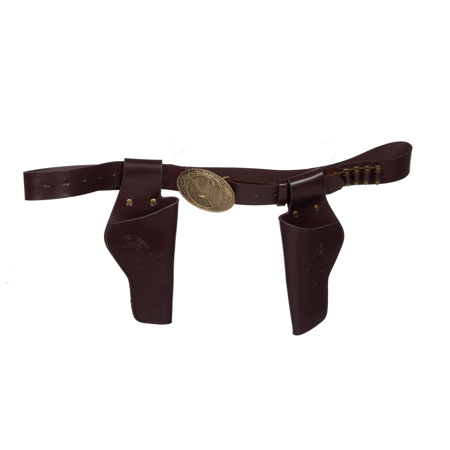 NEU Holstergrtel / Pistolenholster doppelt mit Patronen, braun, 135cm
