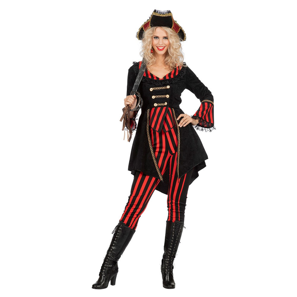 Damen-Kostüm Streifen Piratin, Gr. 40