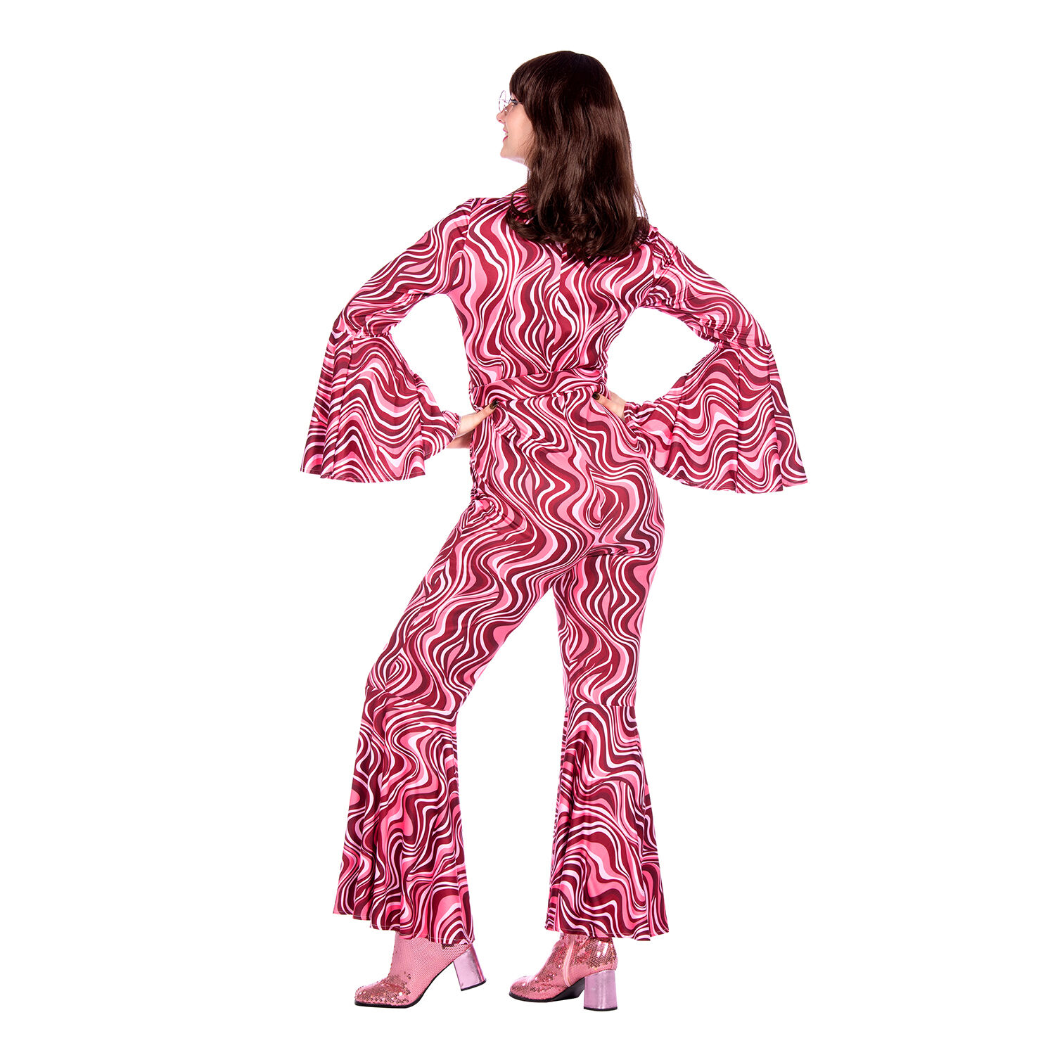 NEU Damen-Kostm 70er-Jahre Catsuit mit Grtel, pink, Gr. 36 Bild 2