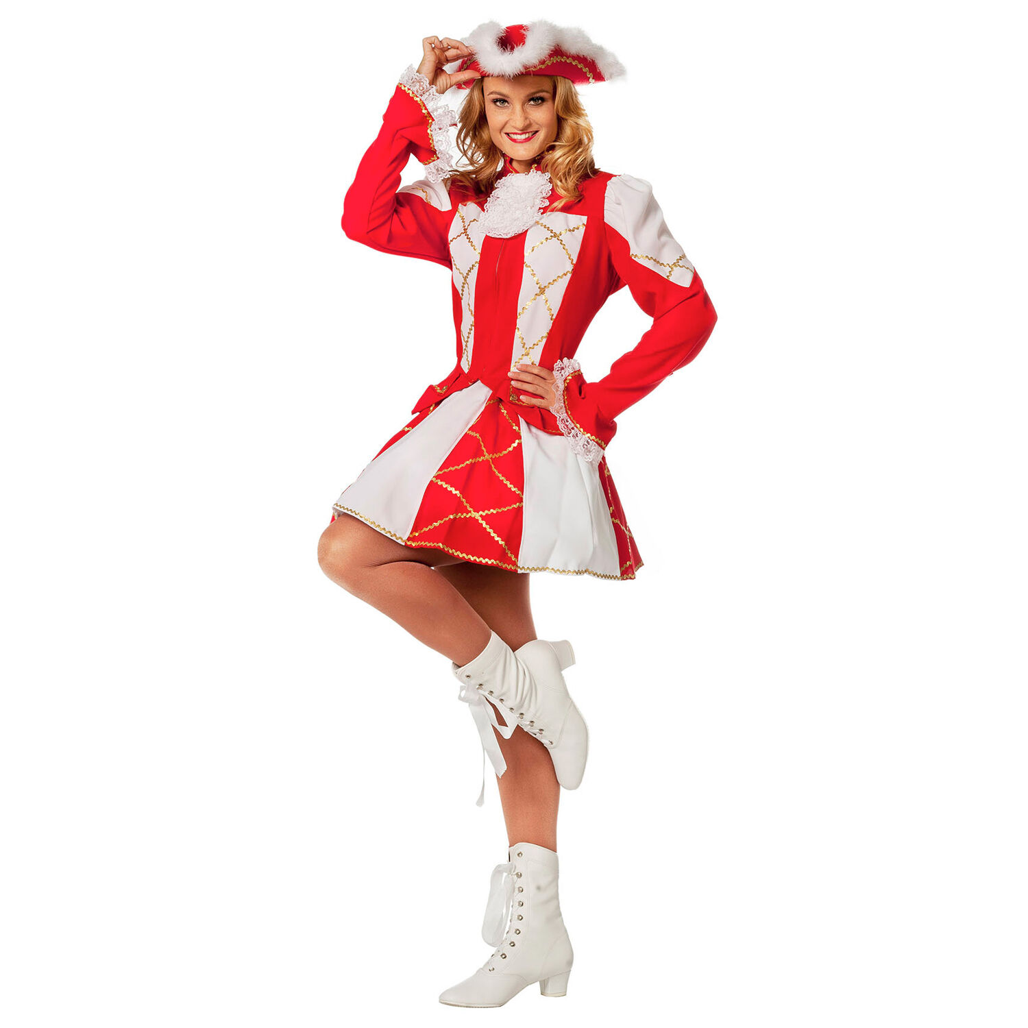 Damen-Kostüm Tanzmariechen rot-weiß Gr. 38