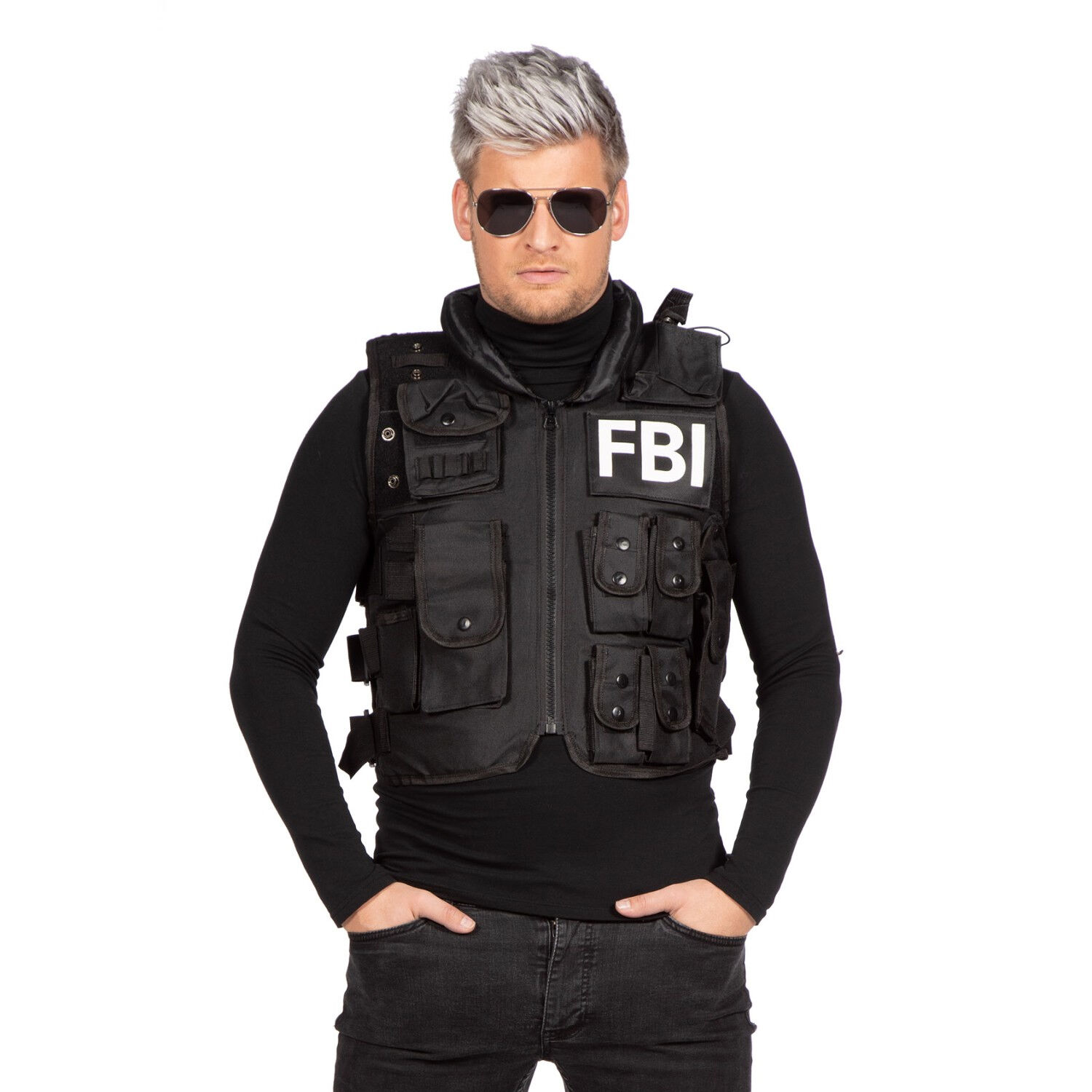 Weste FBI deluxe, schwarz, Einheitsgre