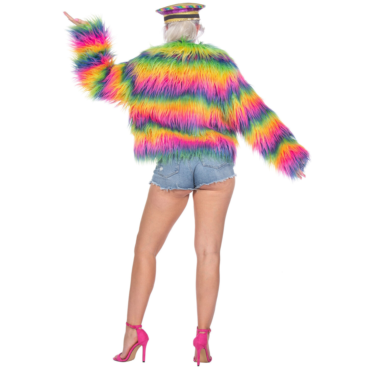 NEU Damen-Kostm Plsch-Jacke Rainbow, bunt, Gr. 36-38 Bild 3