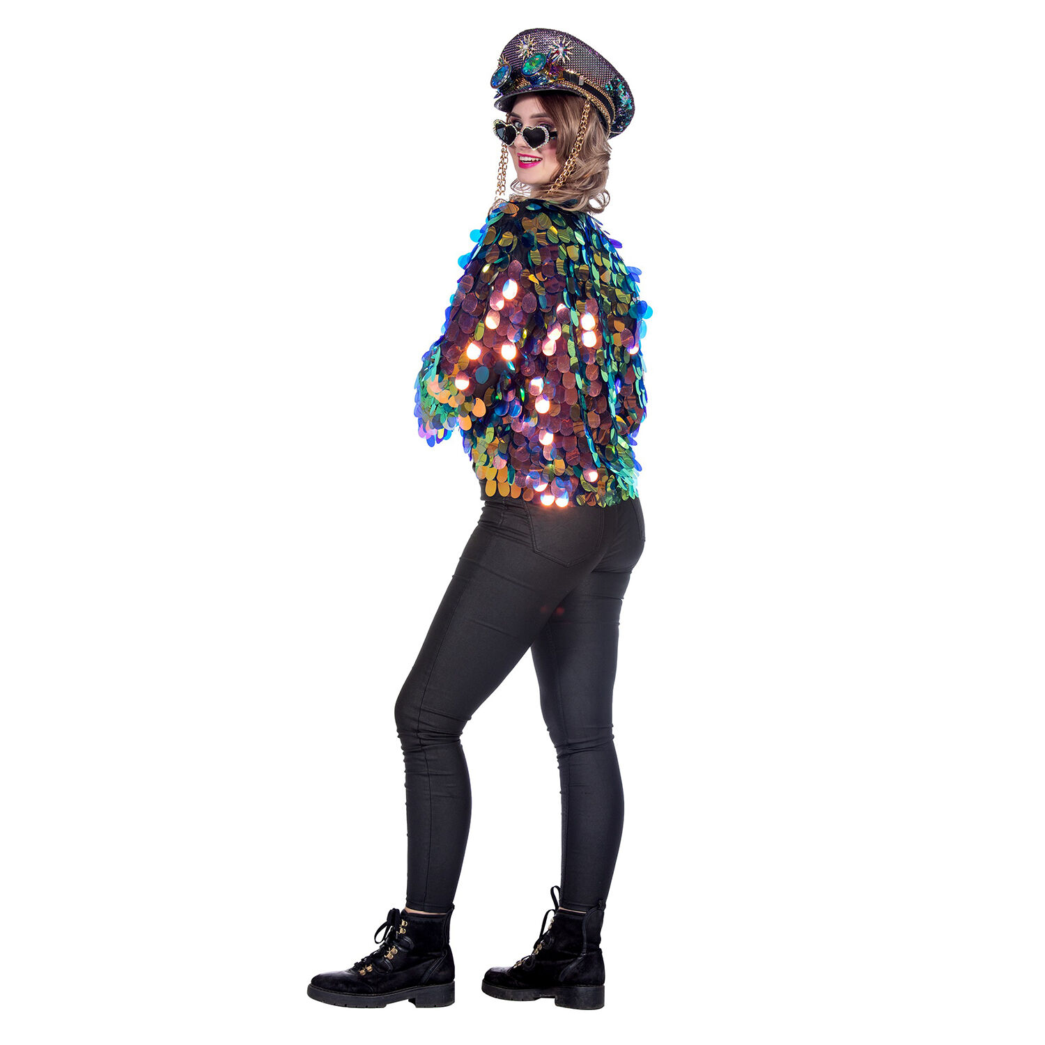 NEU Damen-Kostm Pailletten-Jacke kurz blau/gold, Einheitsgre Bild 2