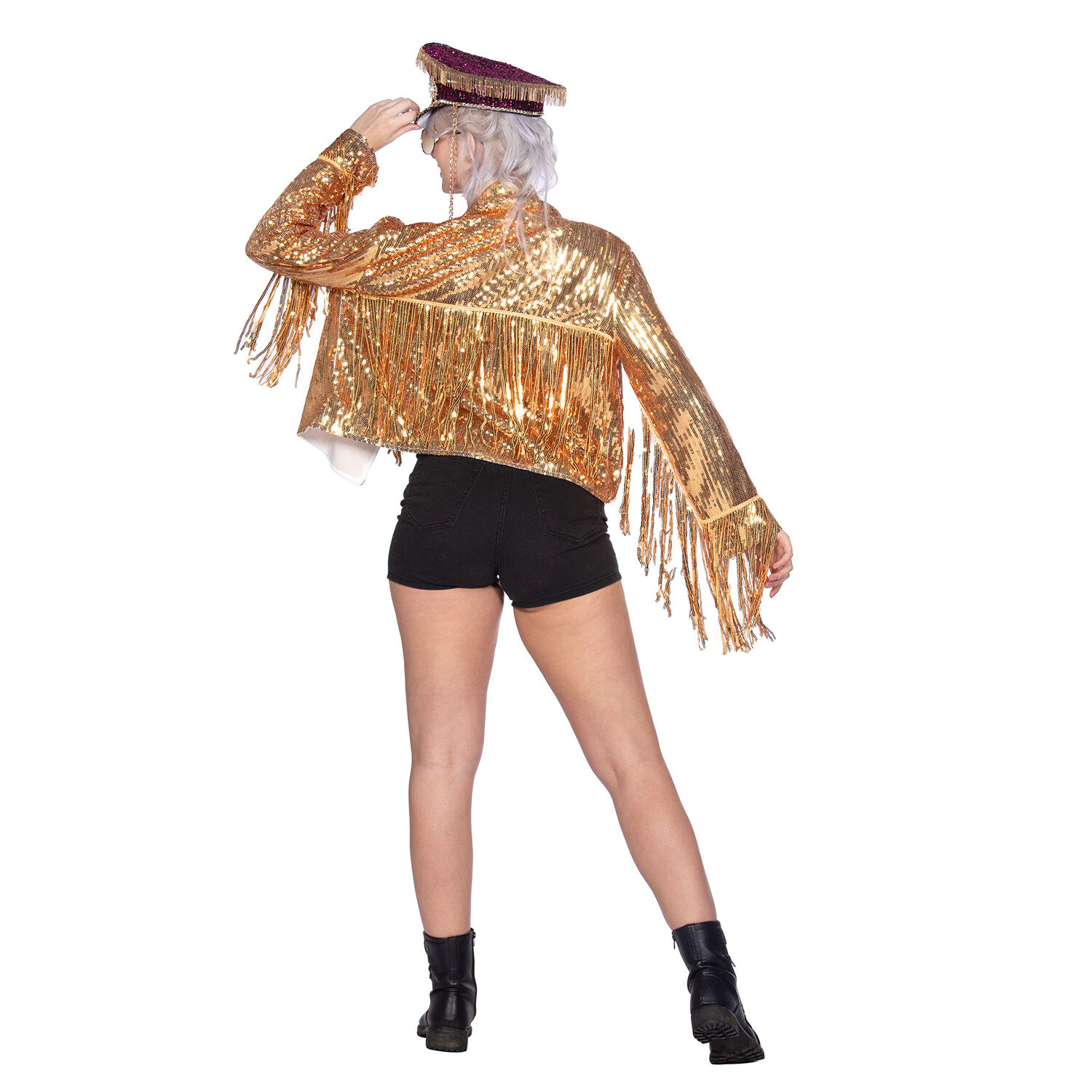 NEU Damen-Kostm Jacke Festival Gold mit Pailletten und Fransen, Gr. S/M Bild 3