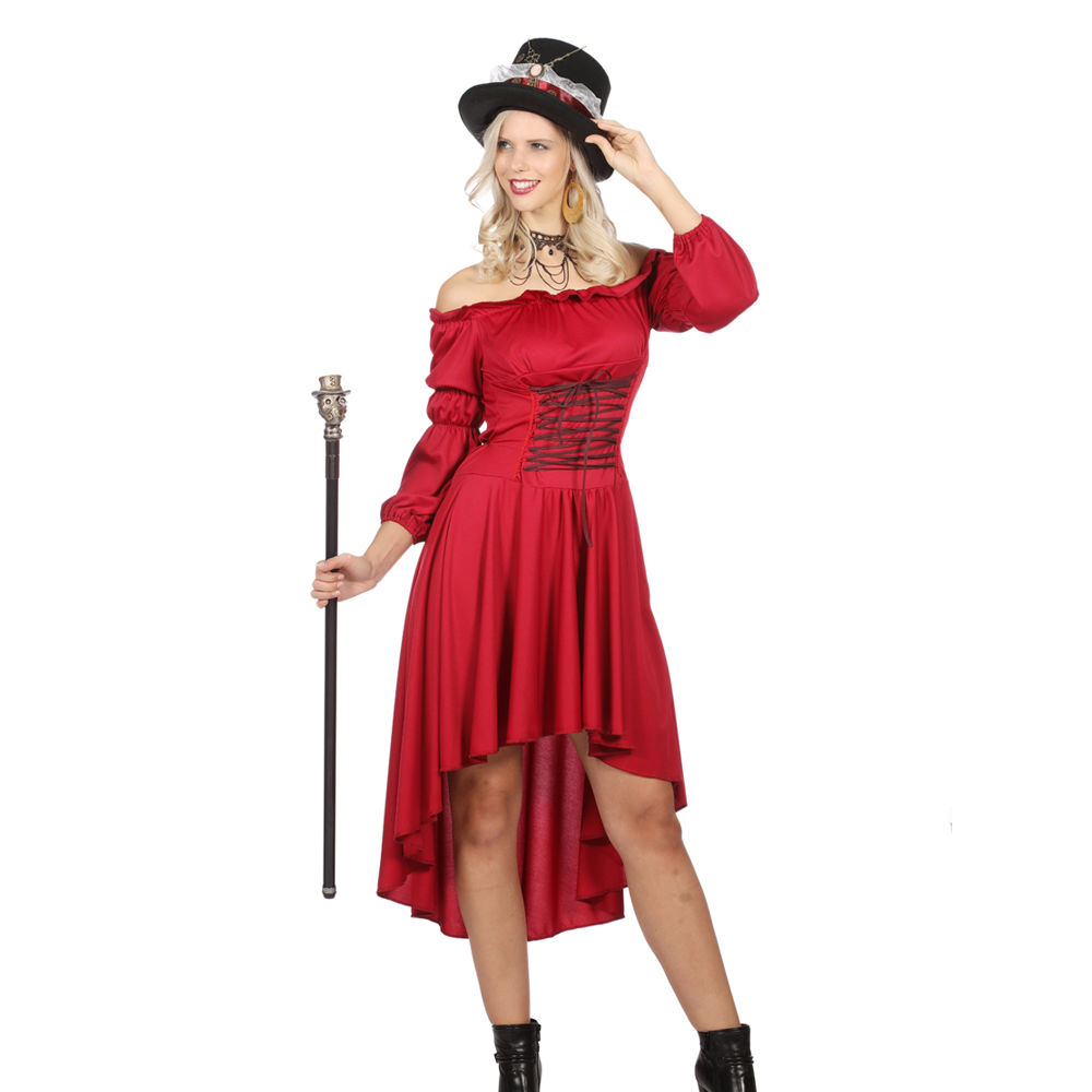 SALE Damen-Kostüm Vokuhila-Kleid, weinrot, Gr. 48 - Piratin Kostüme \u0026  Blusen Kostüme für Damen Kostüme \u0026 Verkleiden Produkte - Party-Discount.de