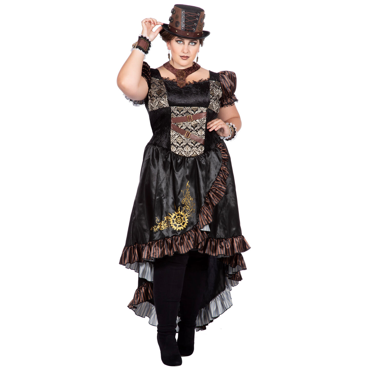 SALE Damen-Kostüm Steampunk-Kleid schwarz, Gr. XL