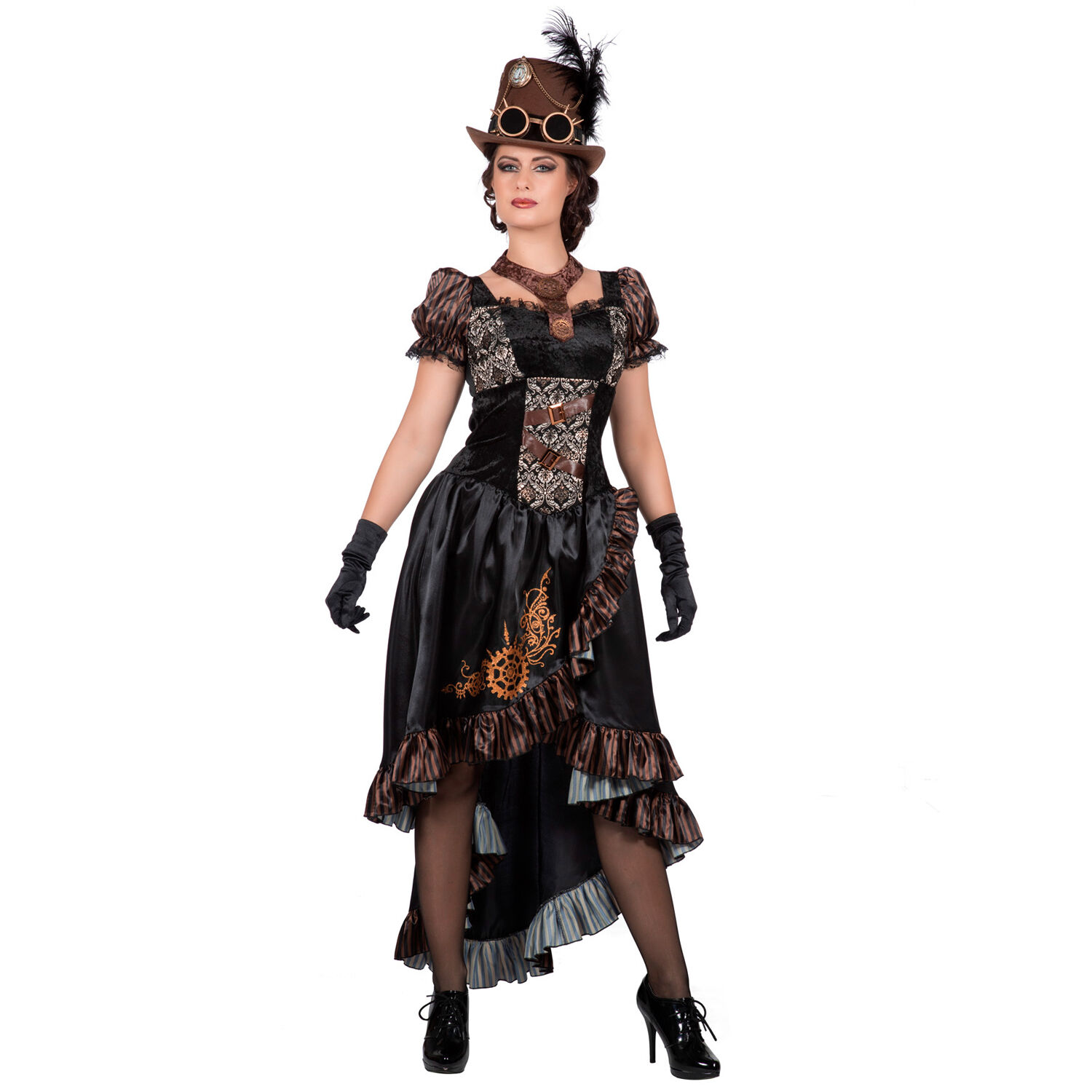 Damen-Kostüm Steampunk-Kleid schwarz, Gr. S