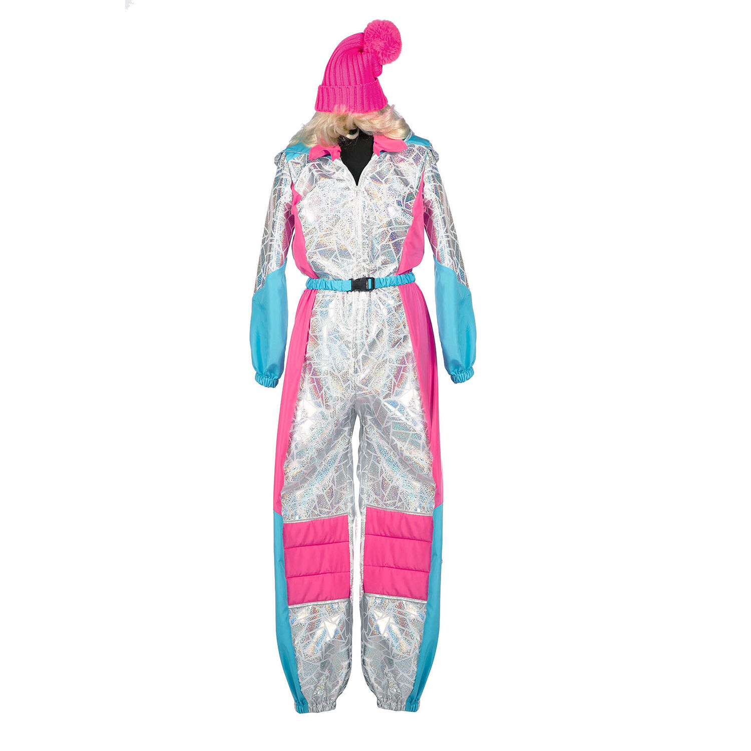 NEU Damen-Kostm Skianzug Deluxe, silber mit pink und blau, Gr. 36