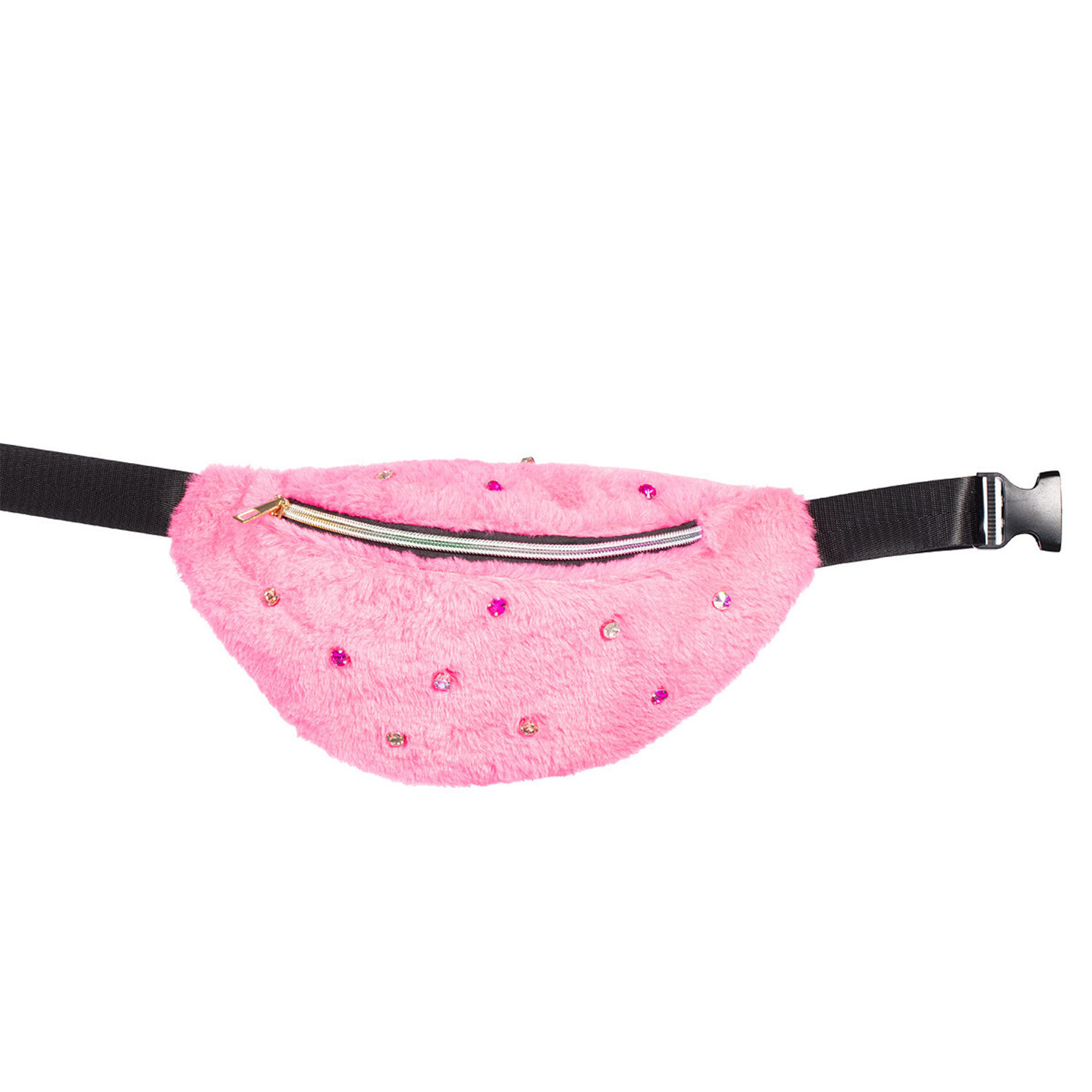 NEU Bauchtasche Plsch, mit Glitzersteinen, rosa