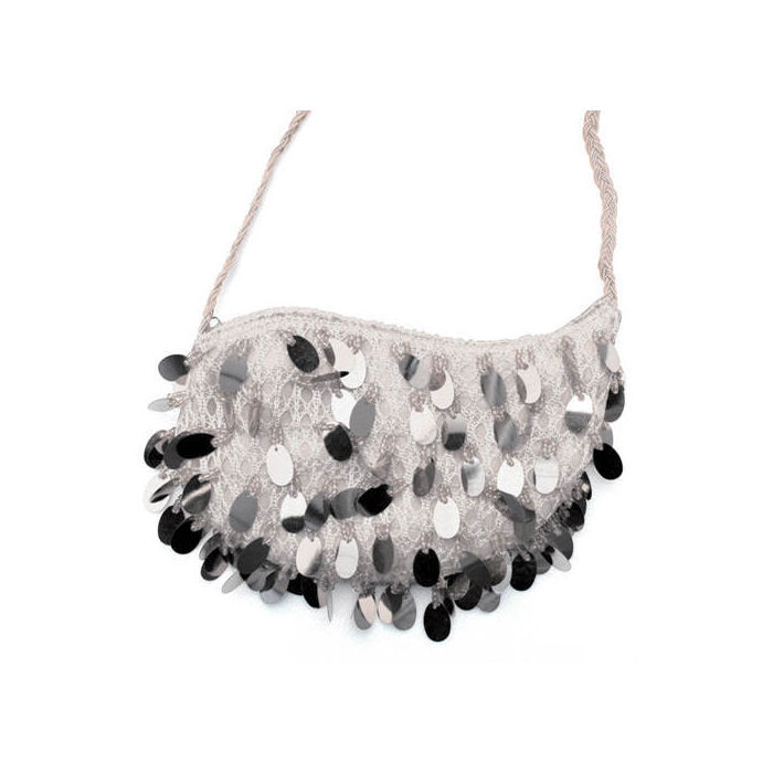 Tasche mit Pailletten, silber