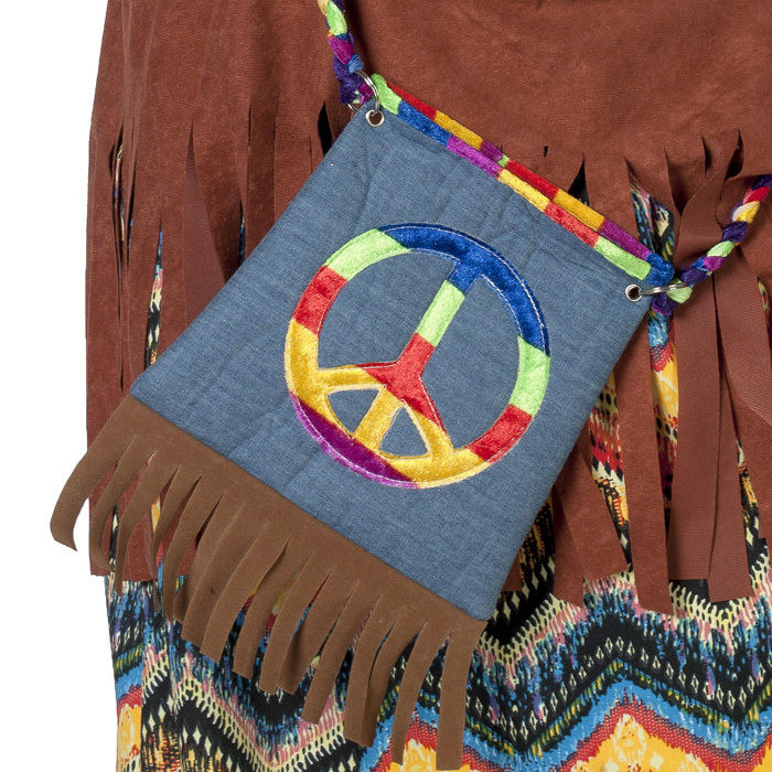 SALE Tasche Hippie mit Peace-Symbol, jeansblau