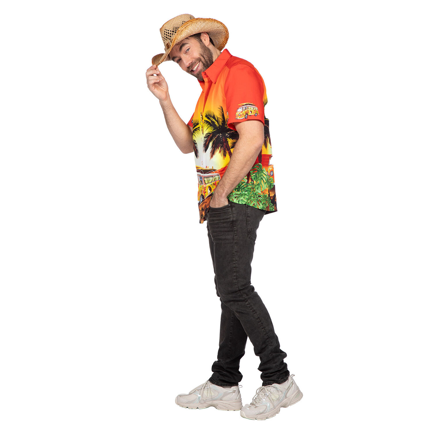 NEU Herren-Kostm Hawaii-Hemd Hippie-Van, bunt, Gr. S Bild 2