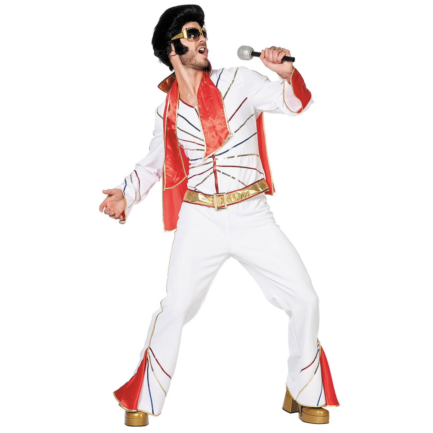 Herren-Kostüm Mr. Elvis, weiß/rot, Gr. 50-52