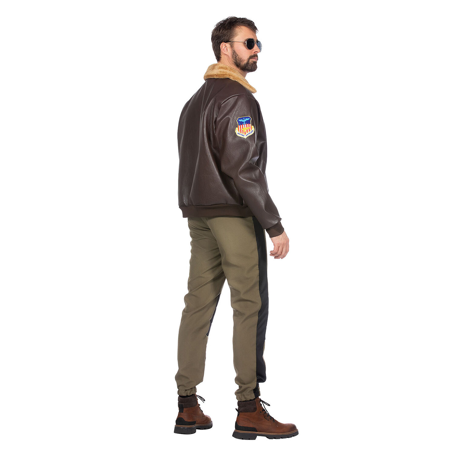 NEU Herren-Kost�m Piloten-Jacke, mit Fellkragen, braun, Gr. S / 48 Bild 2