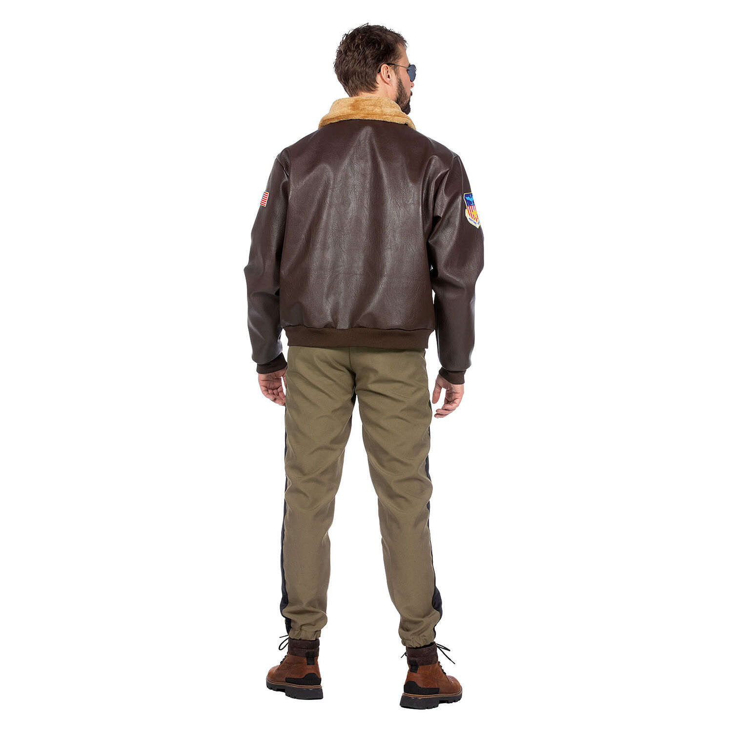 NEU Herren-Kost�m Piloten-Jacke, mit Fellkragen, braun, Gr. S / 48 Bild 3