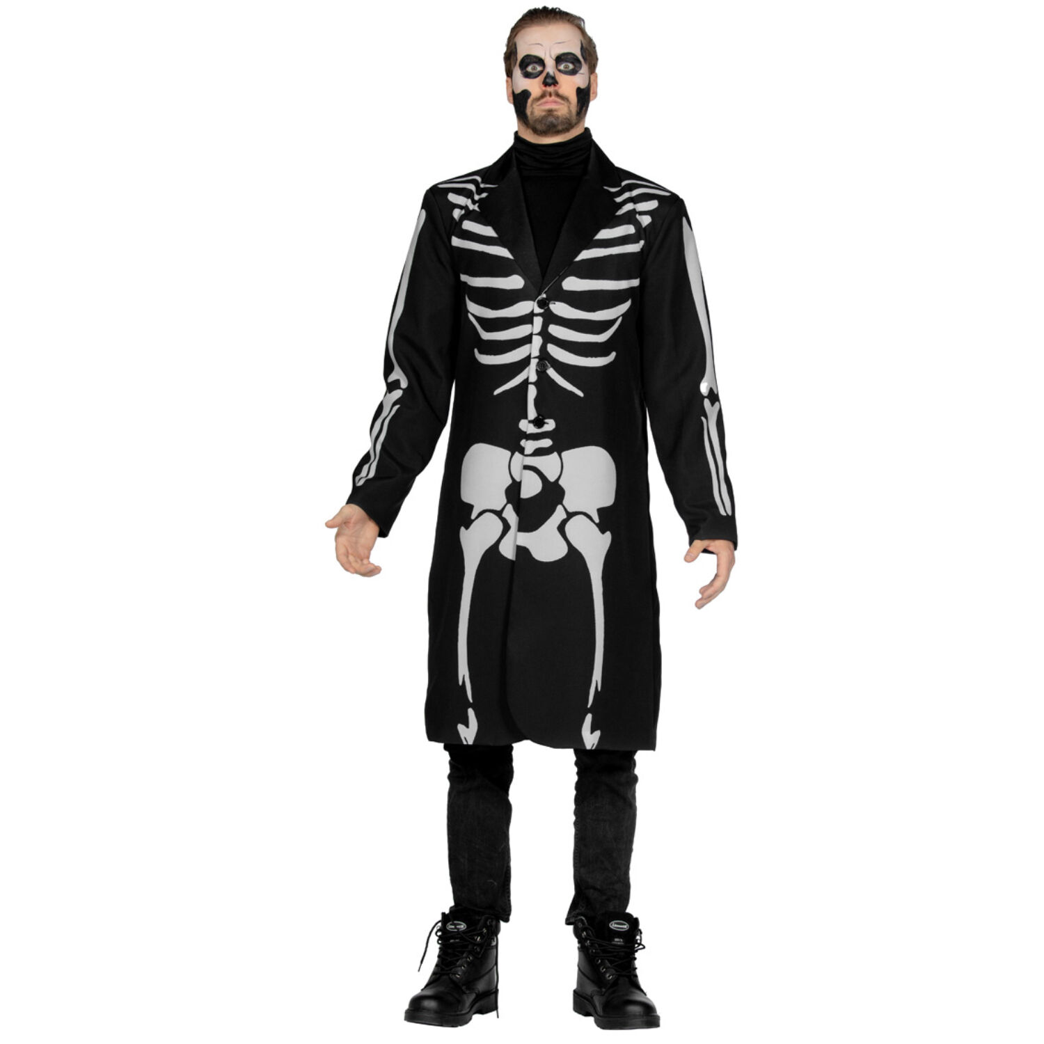 NEU Herren-Kostm Skelett-Mantel, schwarz mit Knochendruck, Gr. S