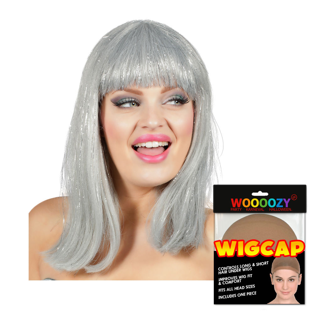 Neu Perucke Damen Longbob Pagenkopf Mit Pony Glitzer Disco Space Silber Mit Haarnetz Damen Perucken 80iger Disco Damen Perucken Perucken Produkte Party Discount De