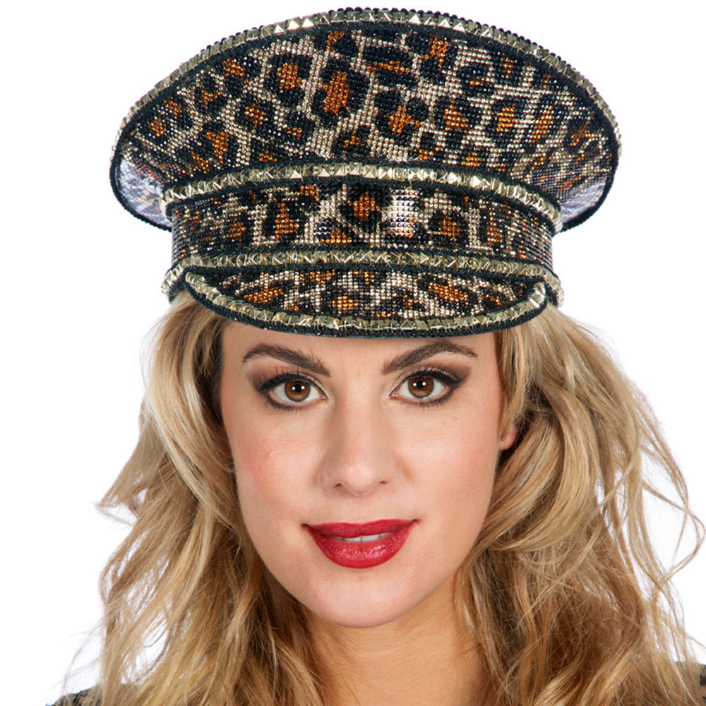 NEU Hut Kapitnsmtze Burning Man, Leopardenlook