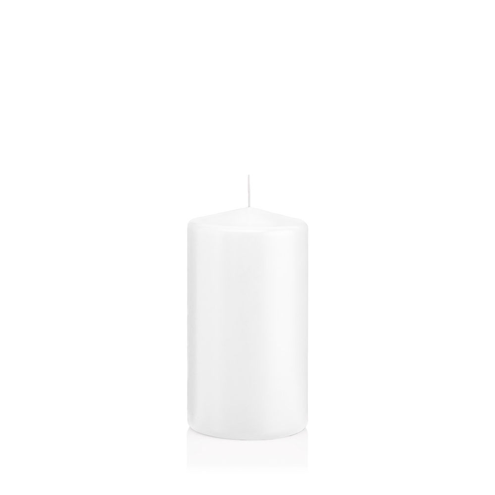 Getauchte glatte Stumpen-Kerze, ca. Höhe: 130mm, Ø 70mm, Farbe: Weiß