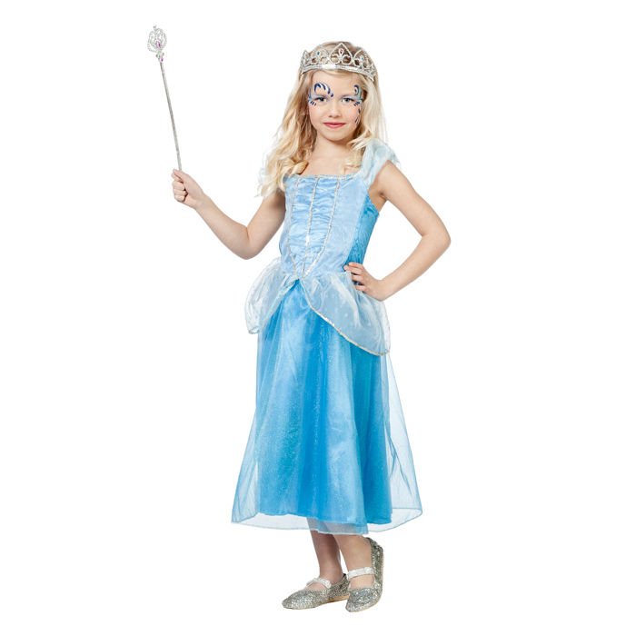 Kinder-Kostüm Eis-Prinzessin, blau Gr. 128-140