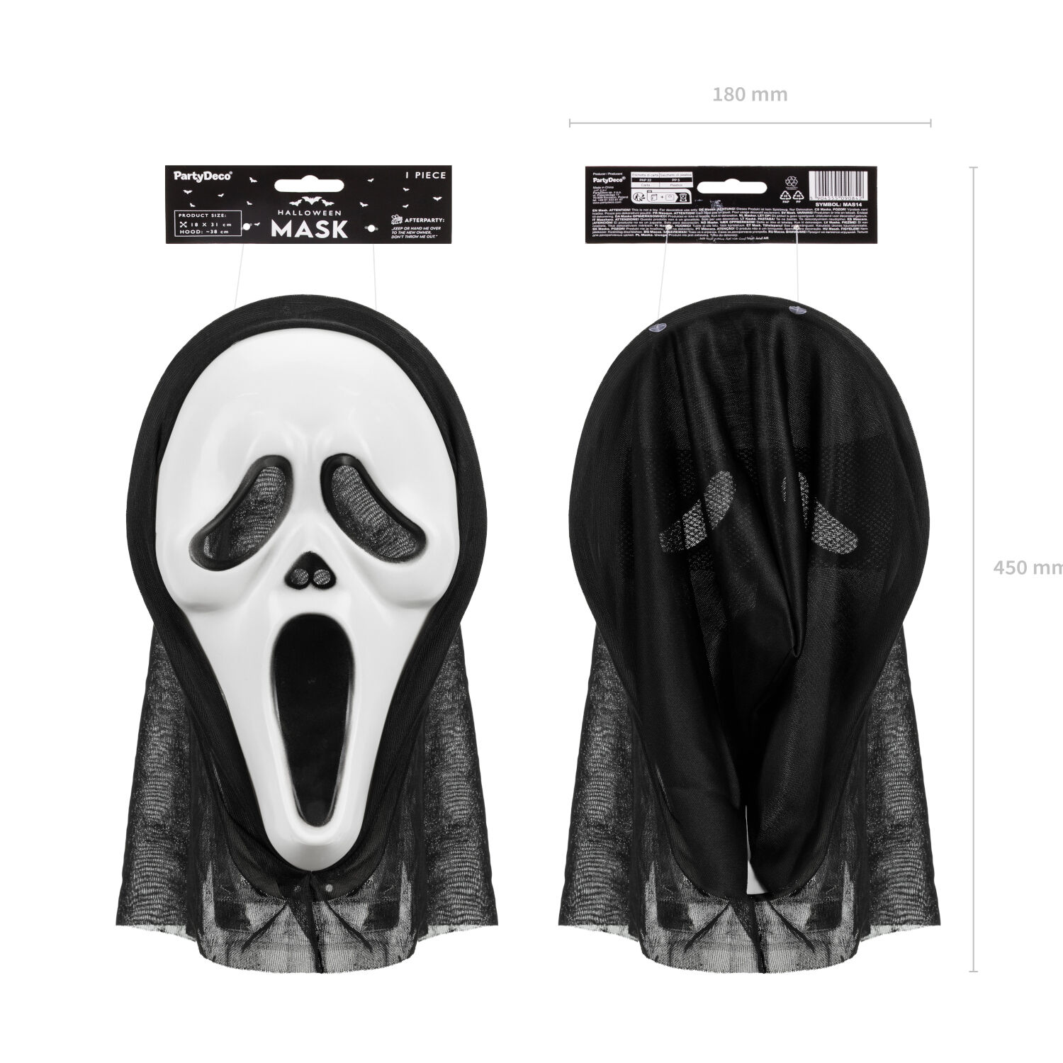 Halloween-Maske mit Kapuze, 18 x 31 cm Bild 3