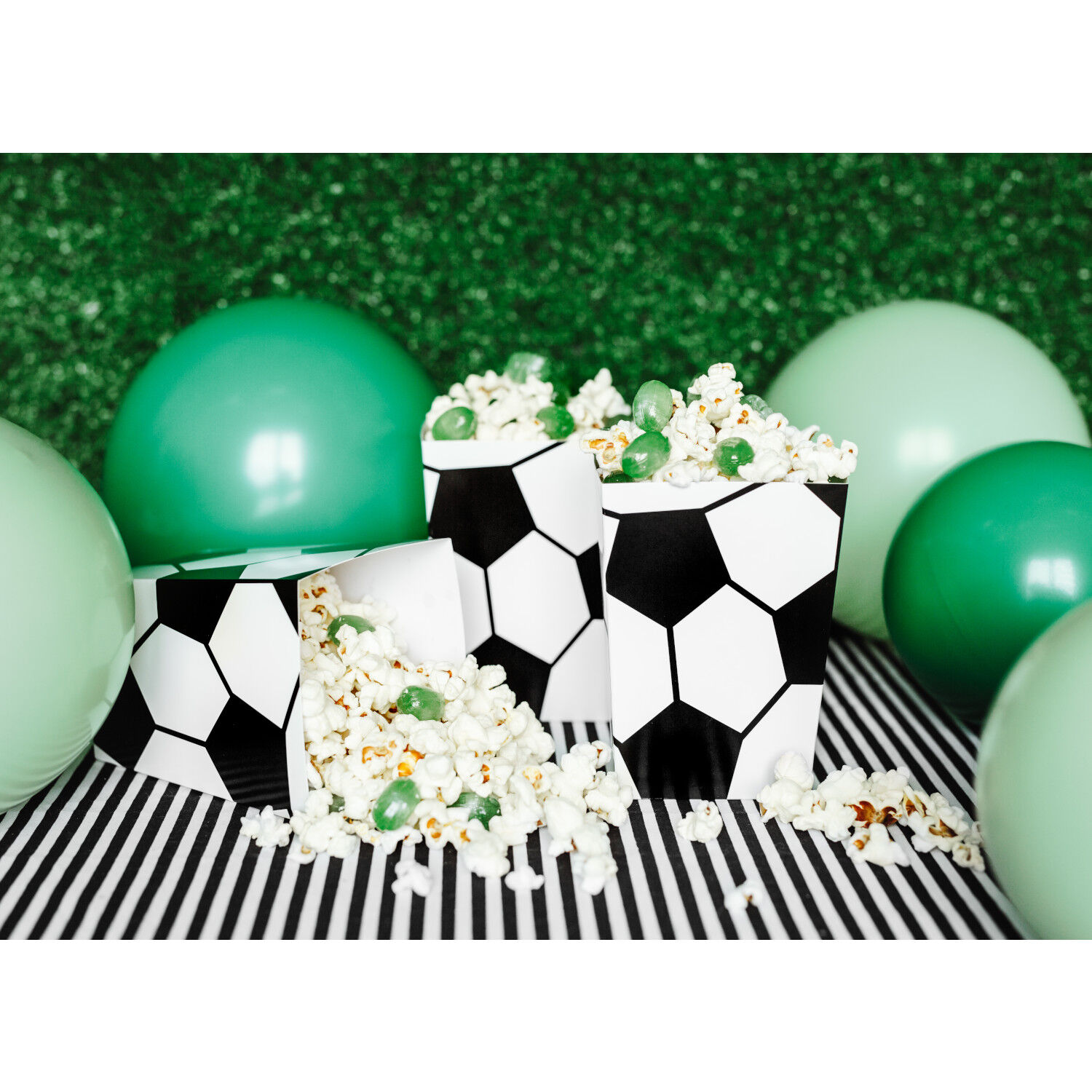 Popcorn-Boxen Fu�ball - 7 x 7 x 12 cm, 6 St�ck Bild 2