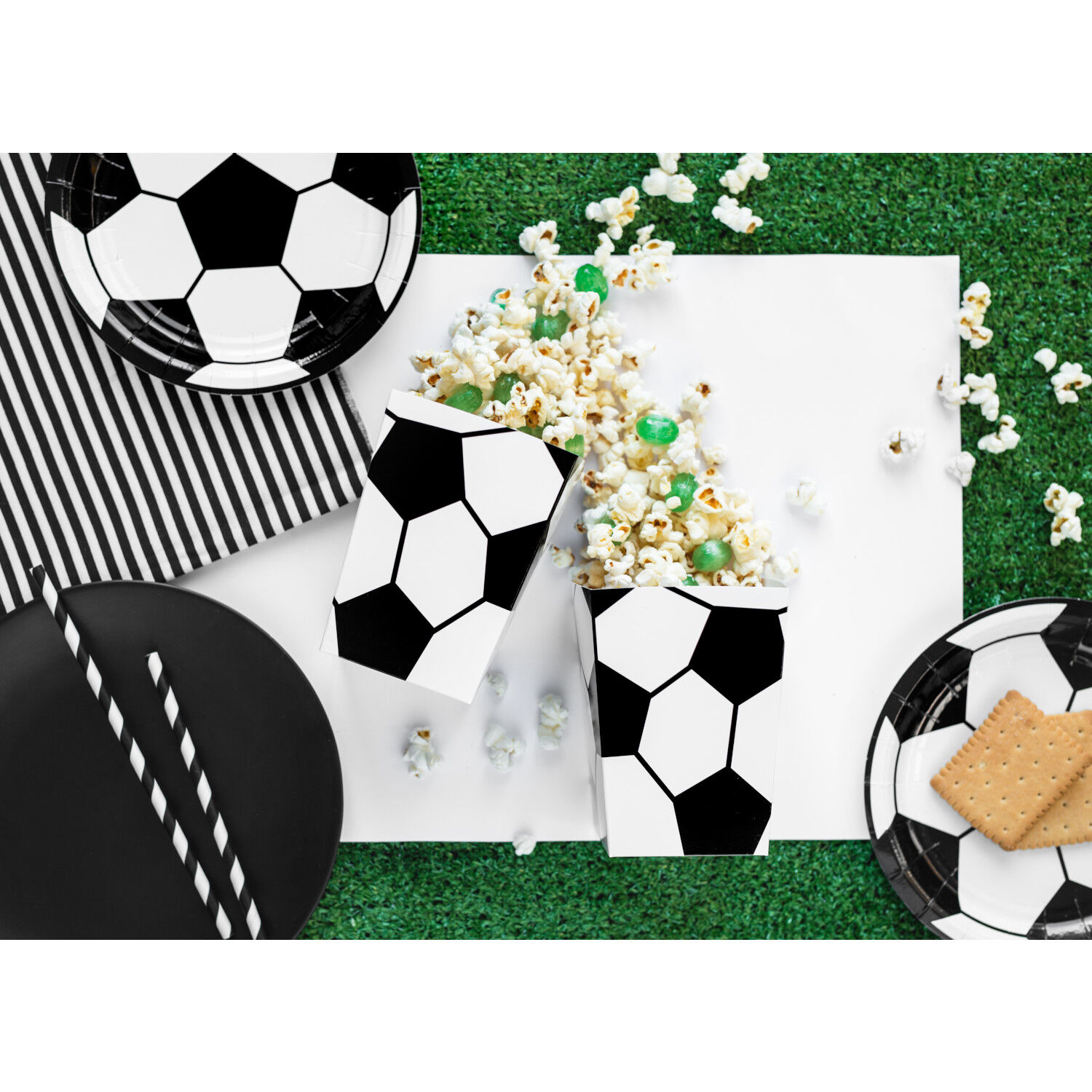 Popcorn-Boxen Fu�ball - 7 x 7 x 12 cm, 6 St�ck Bild 3