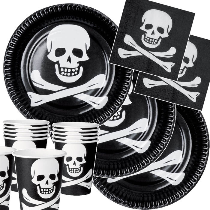 Party-Set-Jungen für 6 Gäste Pirat Totenköpfe