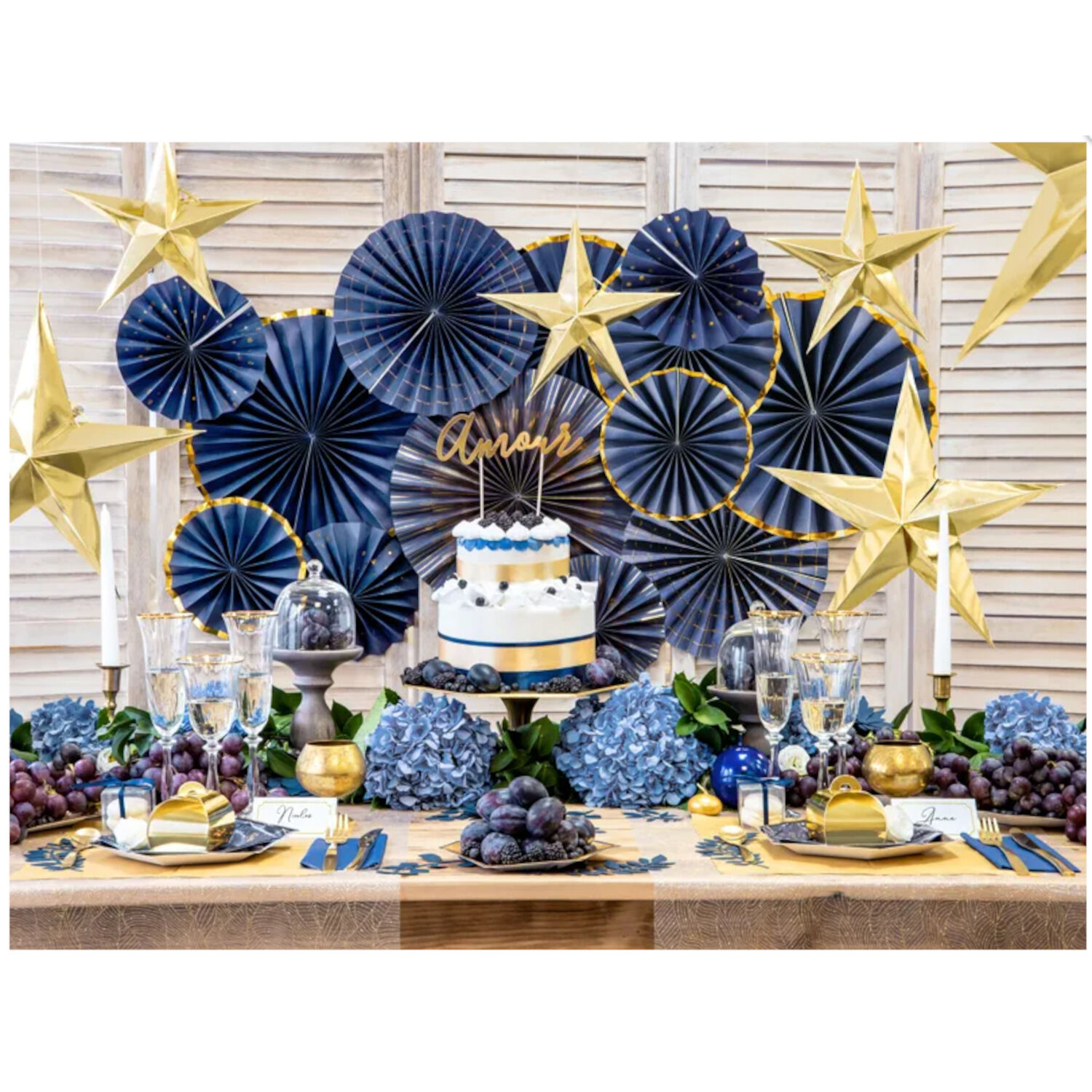 Dekorative Rosetten in 3 Gr��en - Marine-Blau, Set mit 3 St�ck Bild 4