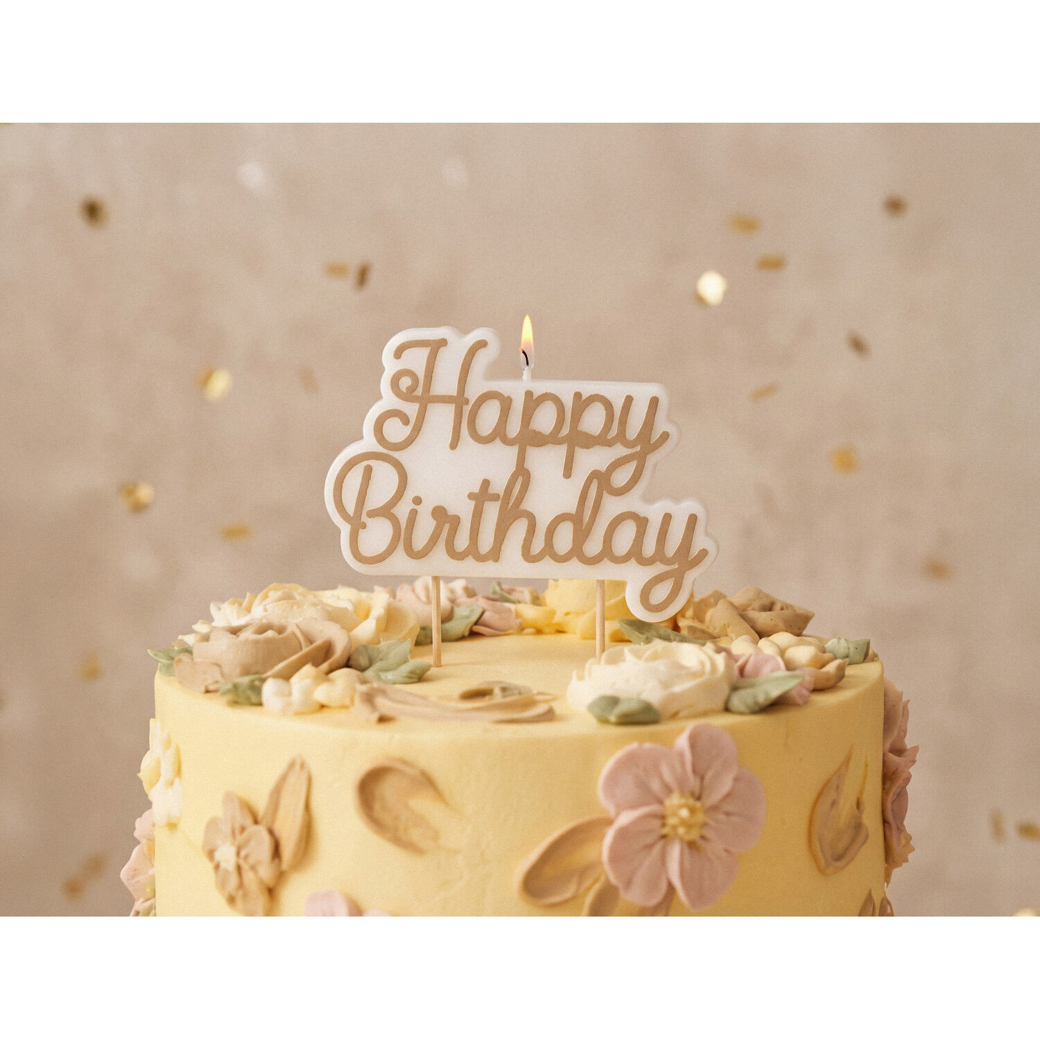 Geburtstagskerze Happy Birthday / Geburtstag - Gold, 7,5 � 10 cm Bild 2