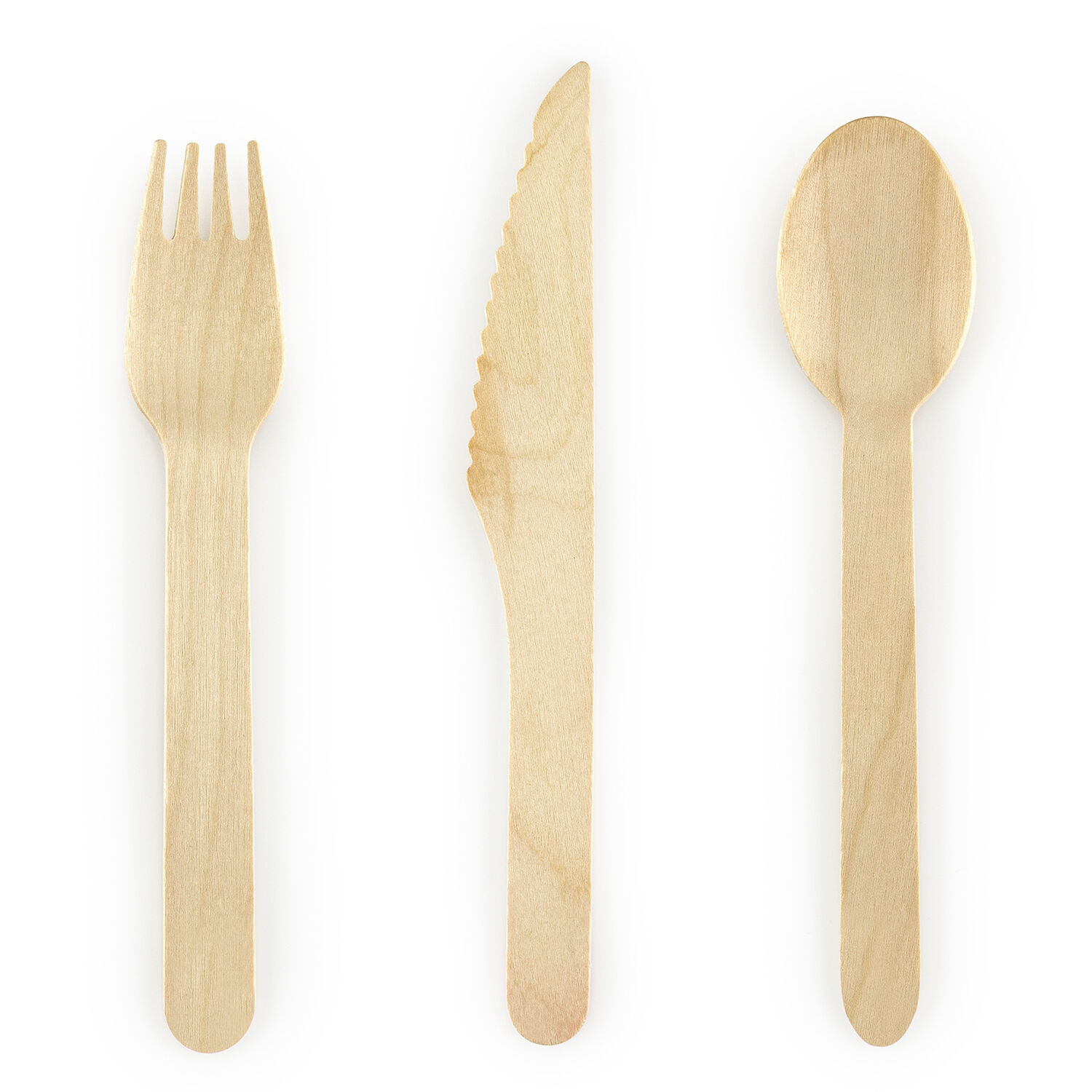 Holz-Besteck Gabel / Messer / L�ffel - 16 cm, 18 St�ck