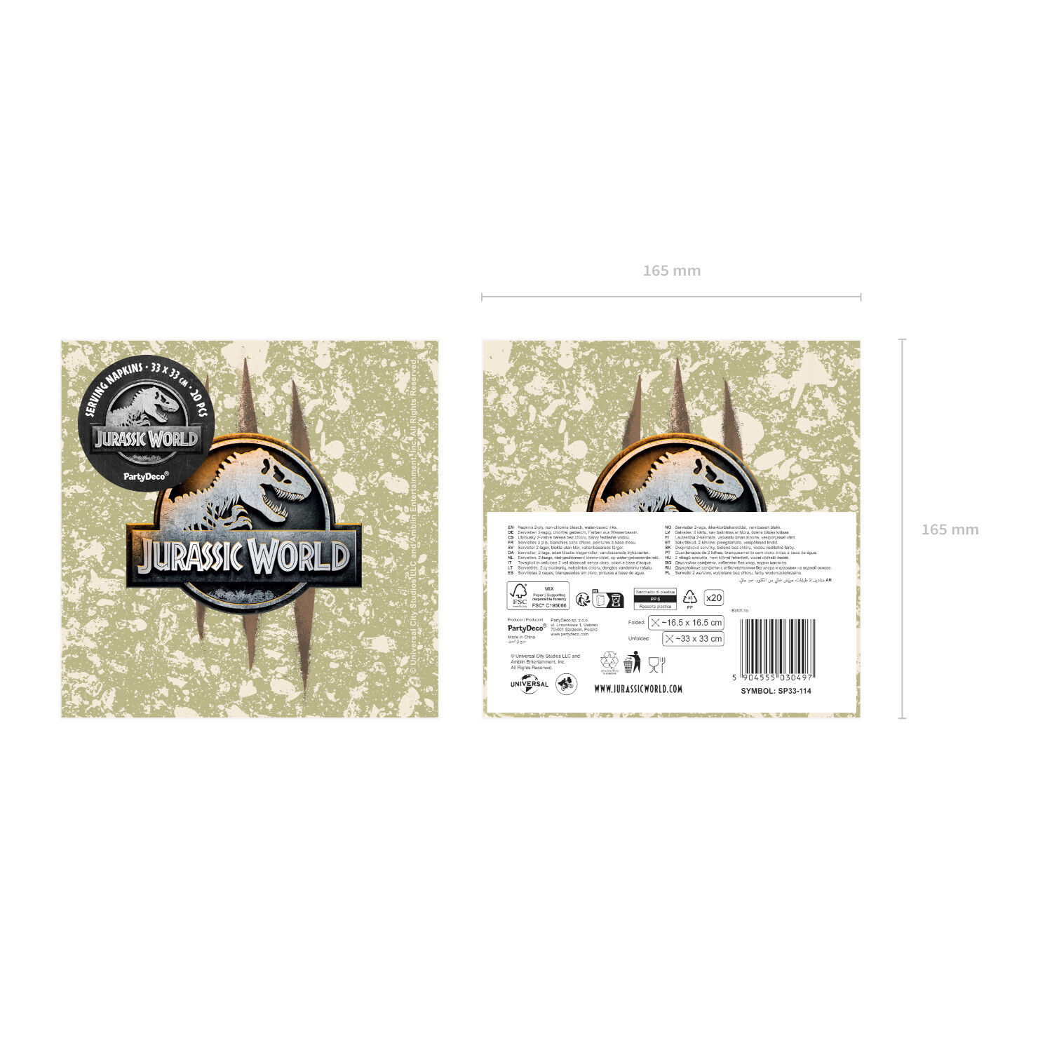Papier-Servietten Jurassic World / Dinosaurier - 33 � 33 cm, 20 St�ck Bild 4