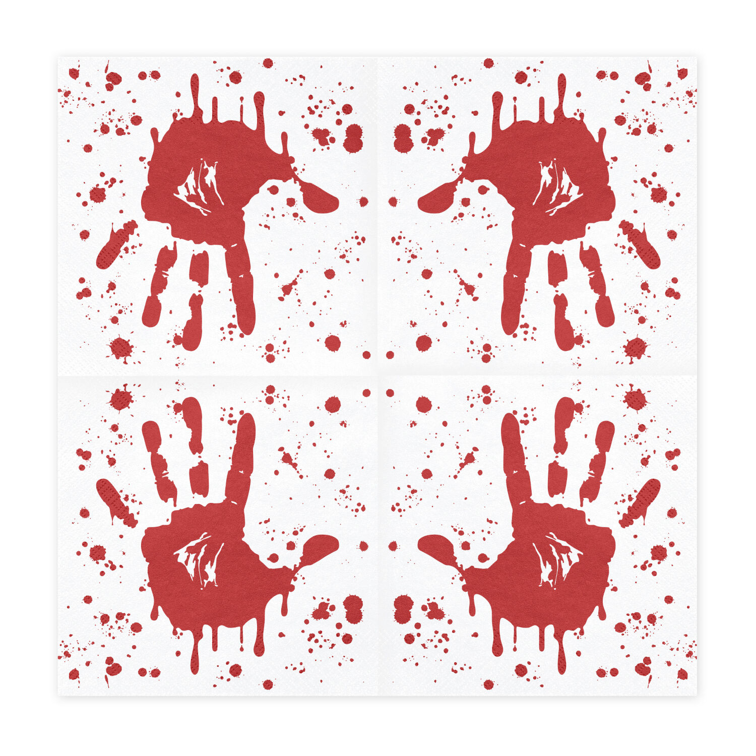 Servietten Blutige Hand, 33x33 cm, wei�-rot, 20 Stk. Bild 2