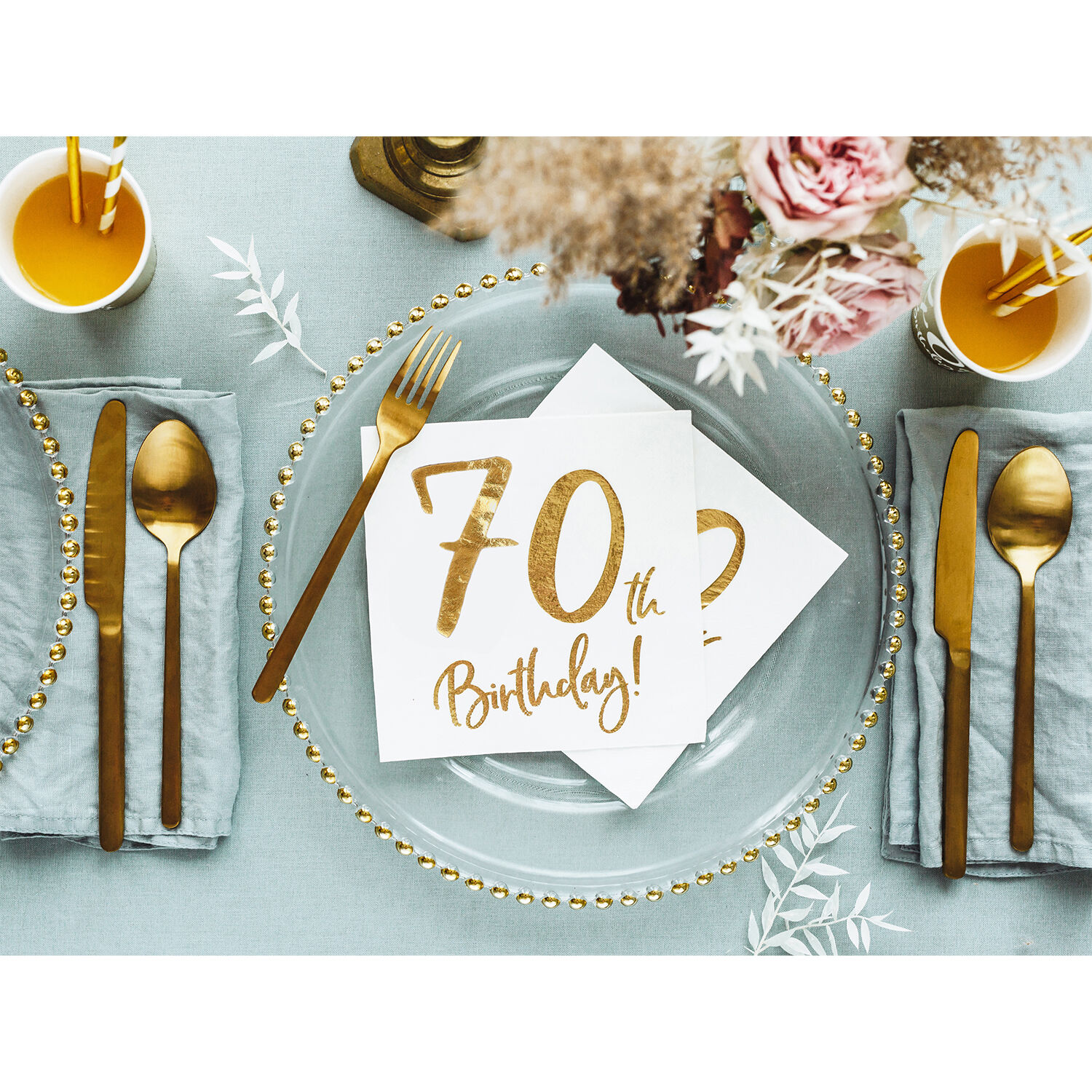Servietten 70th Birthday / Geburtstag - Wei�, 33 � 33 cm, 20 St�ck Bild 3