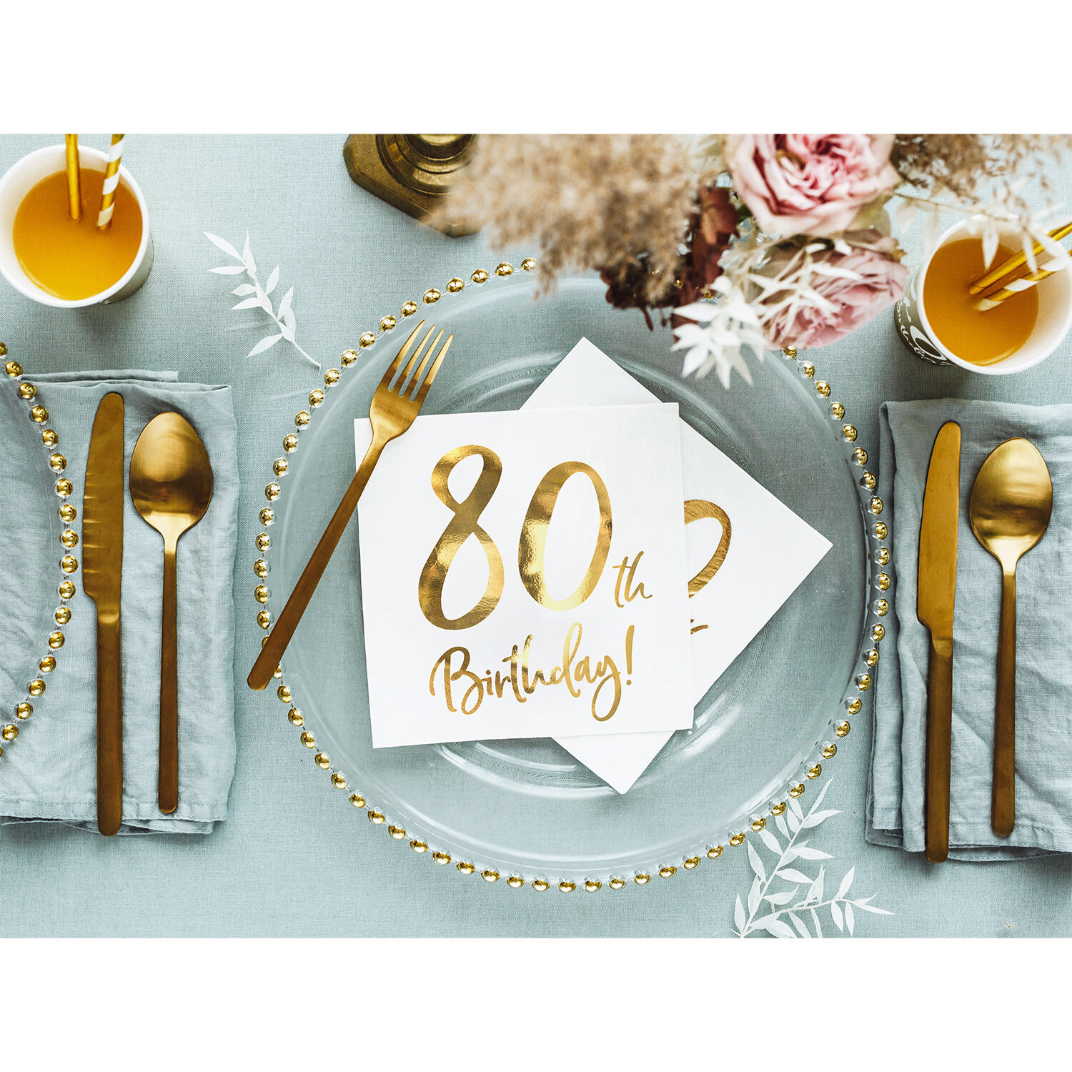 Servietten 80th Birthday / Geburtstag - Wei�, 33 � 33 cm, 20 St�ck Bild 3