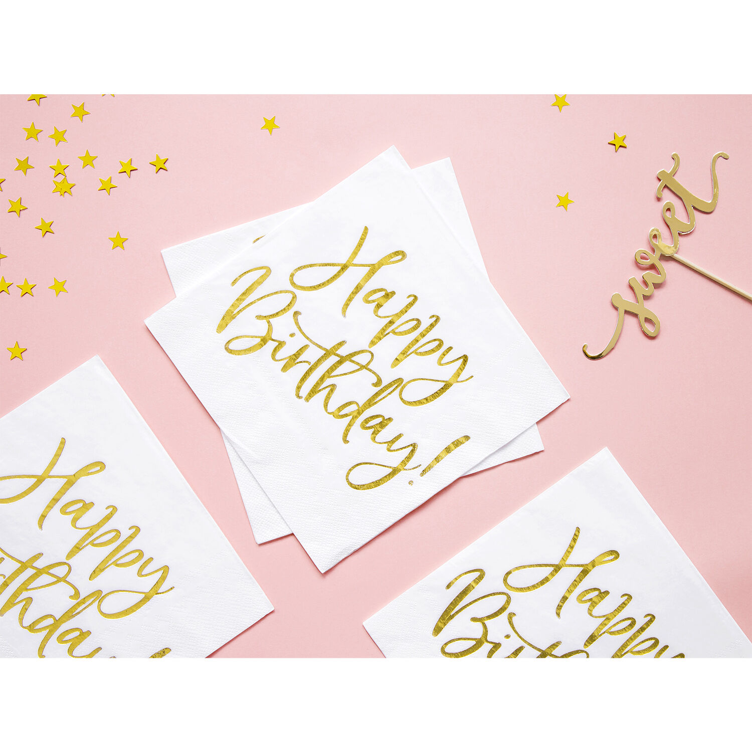 Servietten Happy Birthday / Geburtstag - Wei�, 33 � 33 cm, 20 St�ck Bild 3
