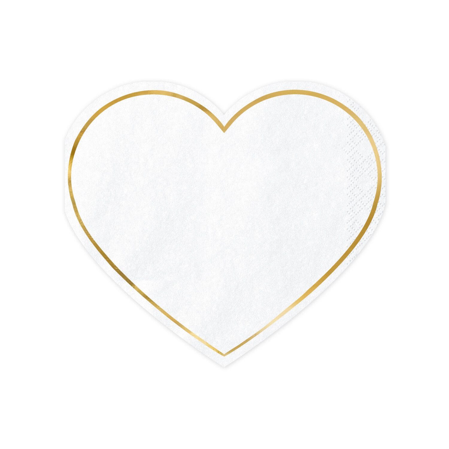 Servietten Herz Wei� mit Goldrand - 14,5�12,5 cm, 20 St�ck