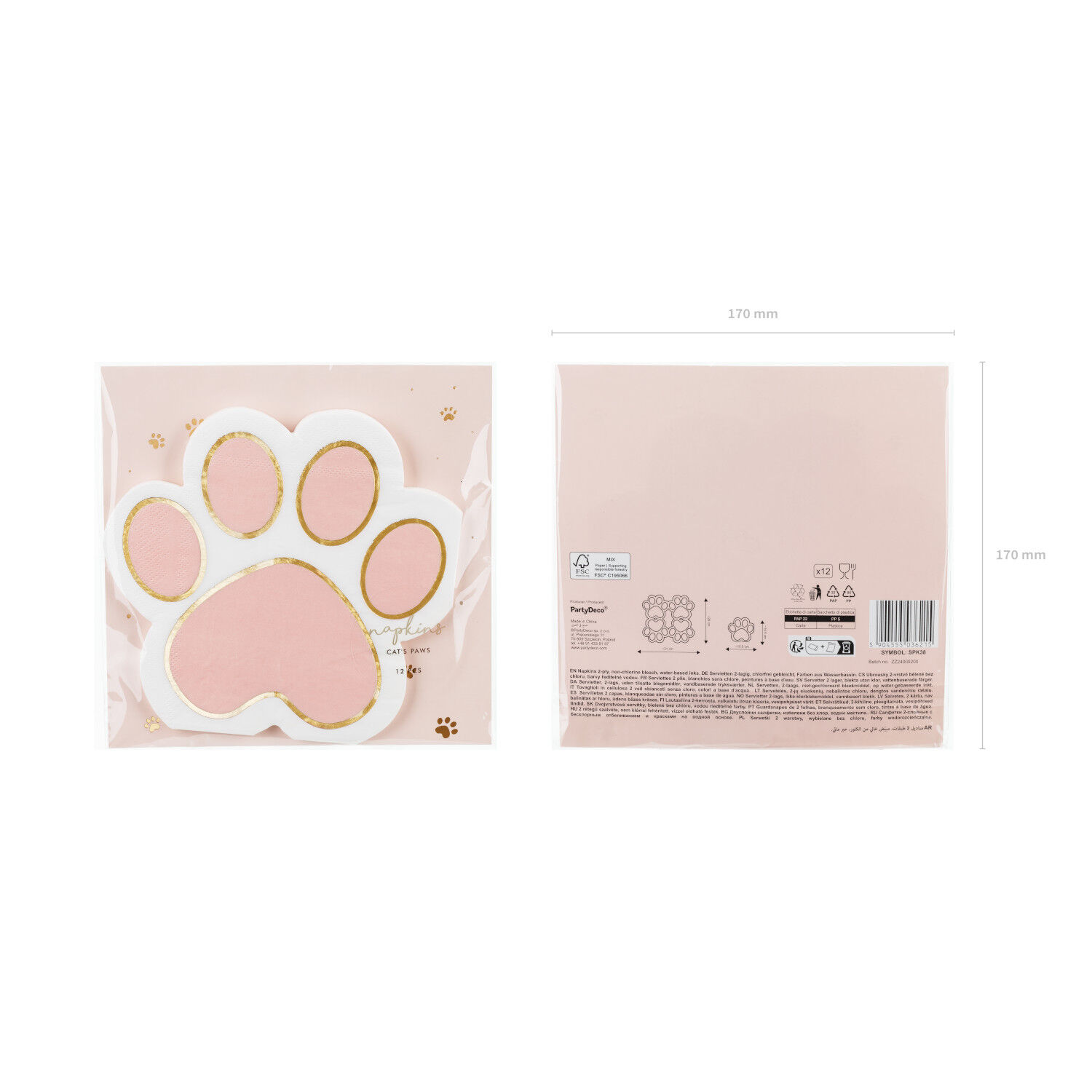 Servietten Form Katzenpfoten, 15,5 � 14,5 cm, 12 St�ck Bild 4