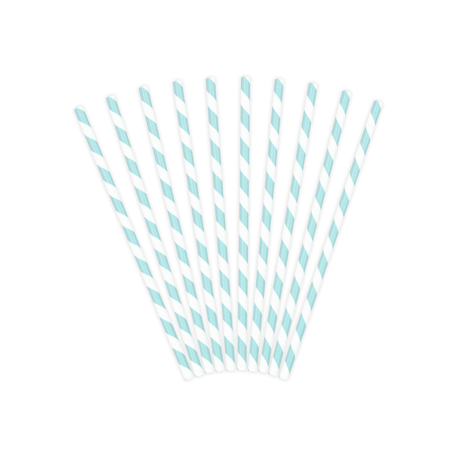 Papierstrohhalme gestreift - Hellblau, 19,5 cm, 10 St�ck