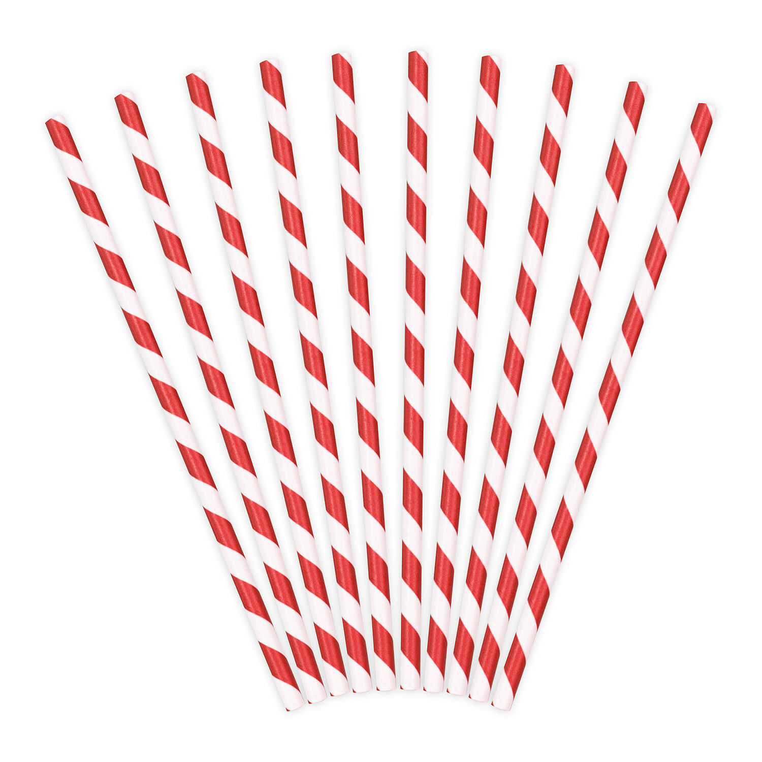Papierstrohhalme gestreift - Rot, 19,5 cm, 10 St�ck