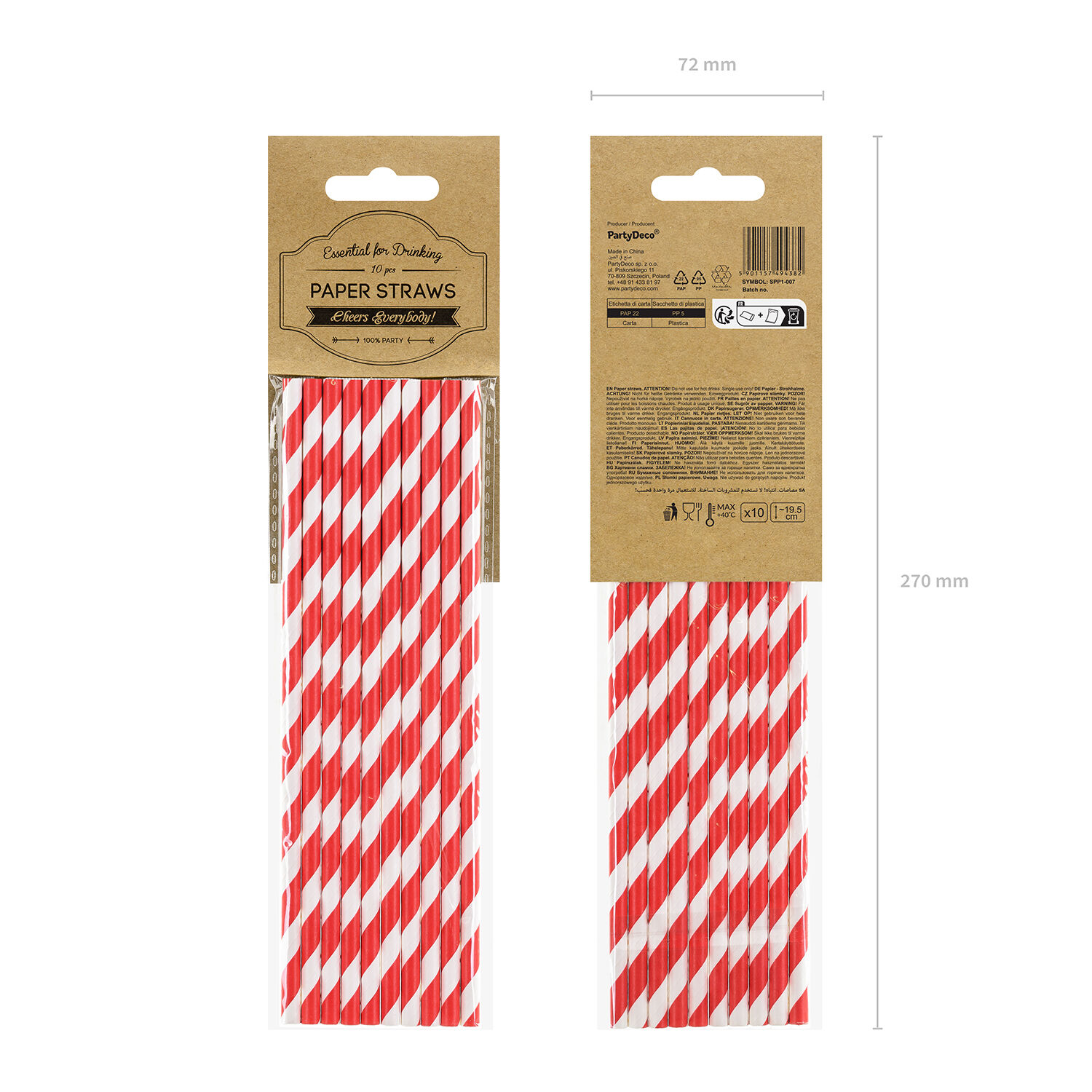 Papierstrohhalme gestreift - Rot, 19,5 cm, 10 St�ck Bild 5