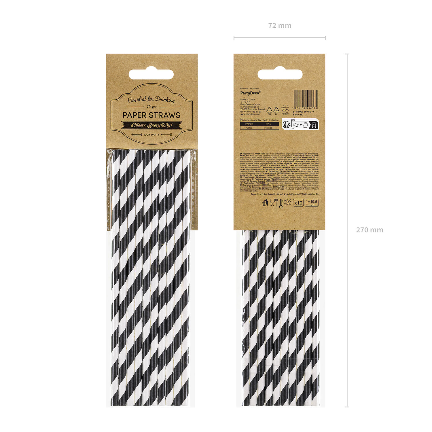 Papierstrohhalme gestreift - Schwarz, 19,5 cm, 10 St�ck Bild 5