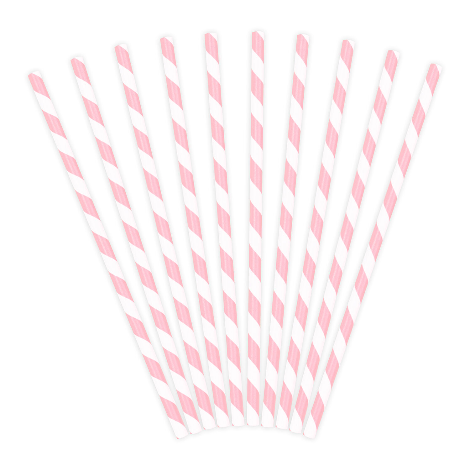 Papierstrohhalme gestreift - Hellrosa, 19,5 cm, 10 St�ck