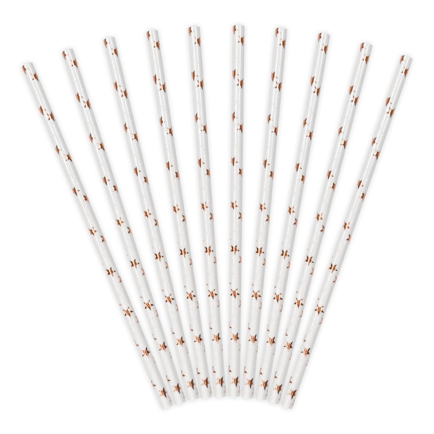 Papierstrohhalme Sterne - Ros�gold, 19,5 cm, 10 St�ck