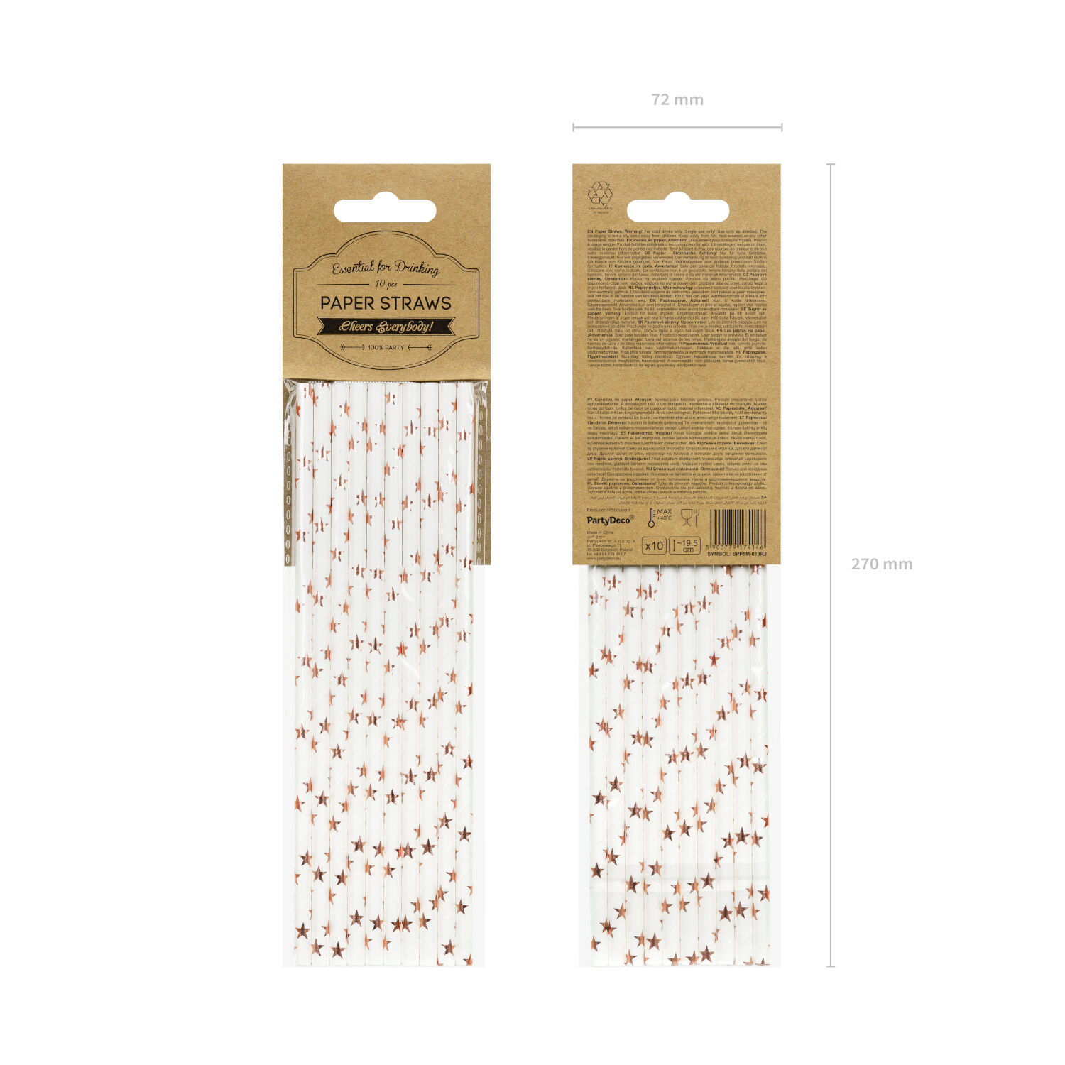 Papierstrohhalme Sterne - Ros�gold, 19,5 cm, 10 St�ck Bild 3