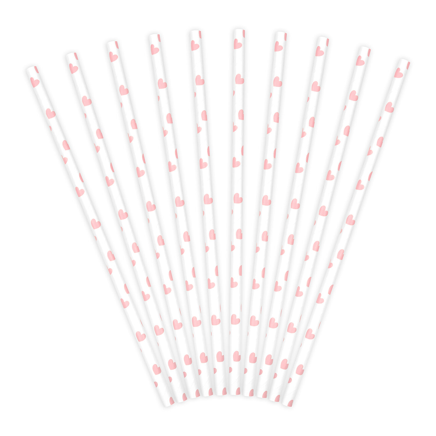 Papierstrohhalme Herzen - Hellrosa, 19,5 cm, 10 St�ck